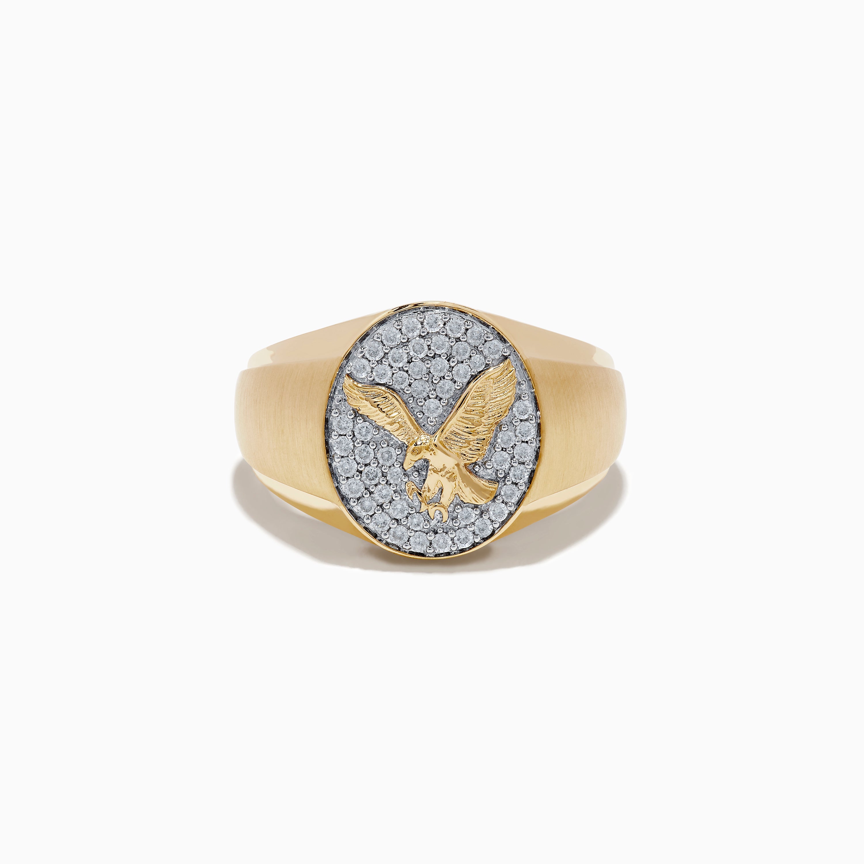 14K Yellow Gold Diamond Eagle Signet Ring