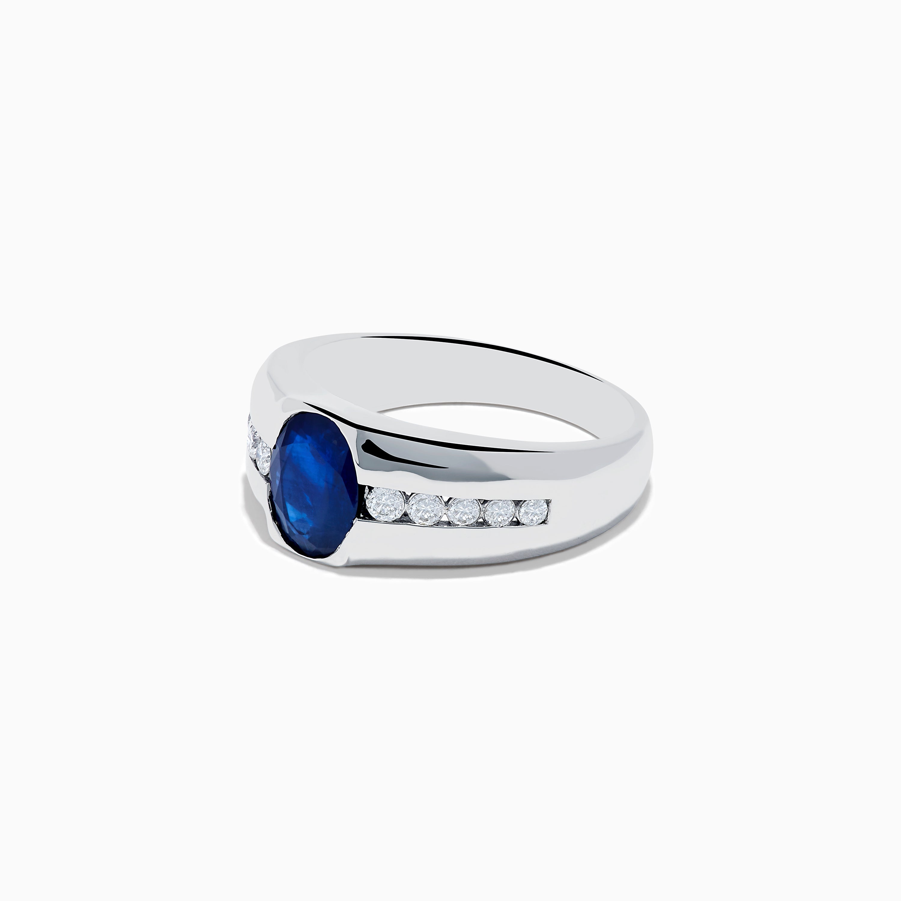 Men's 14K White Gold Sapphire and Diamond Ring