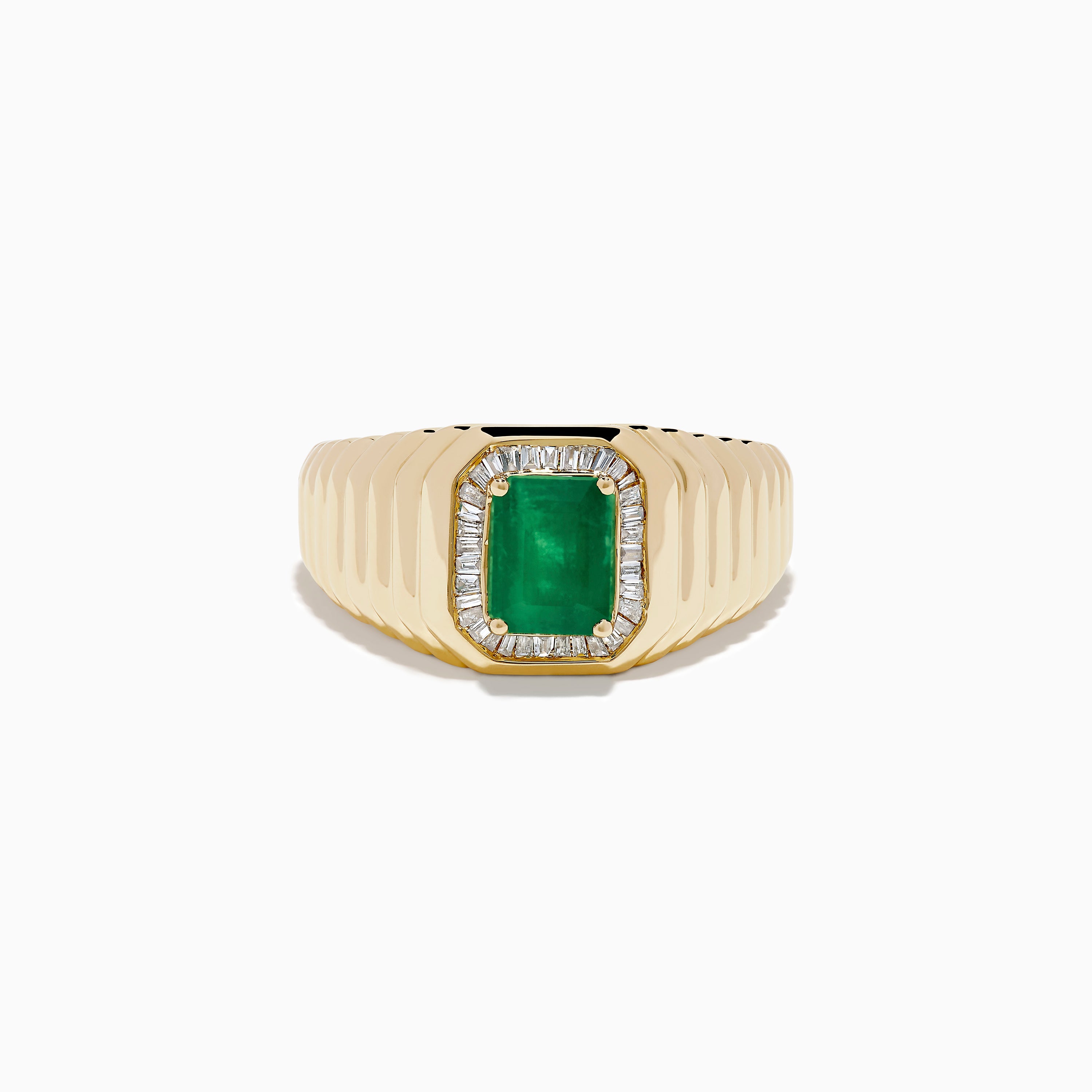 14K Yellow Gold Emerald and Diamond Ring