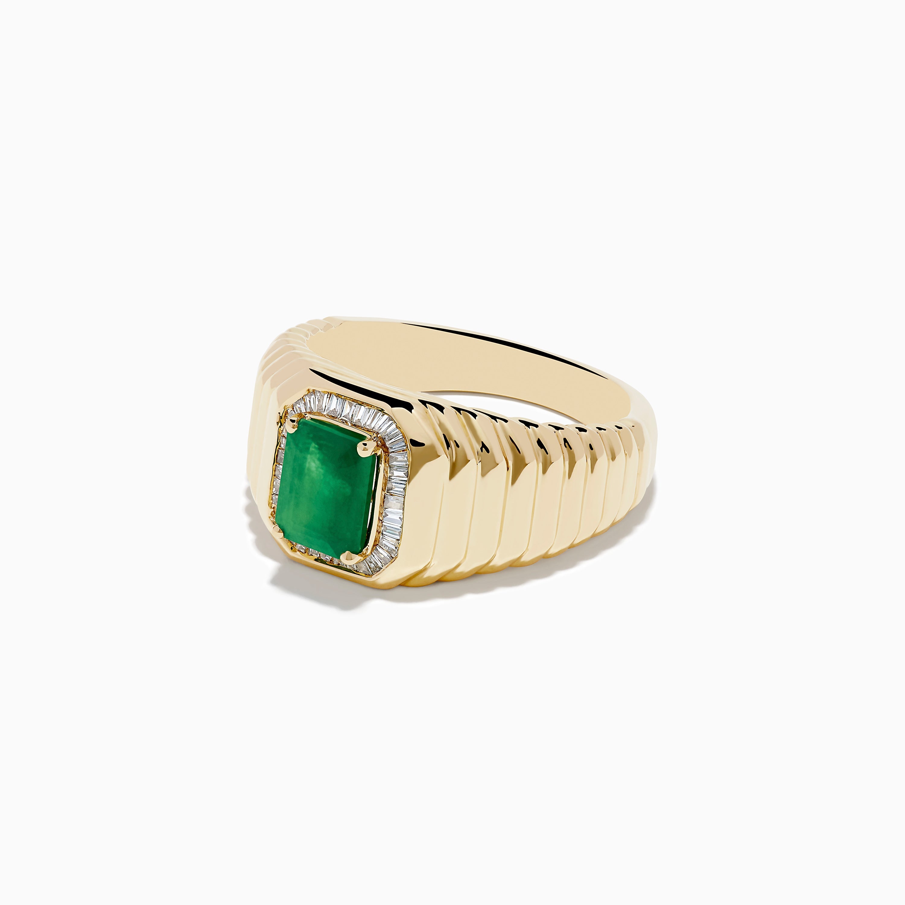 14K Yellow Gold Emerald and Diamond Ring