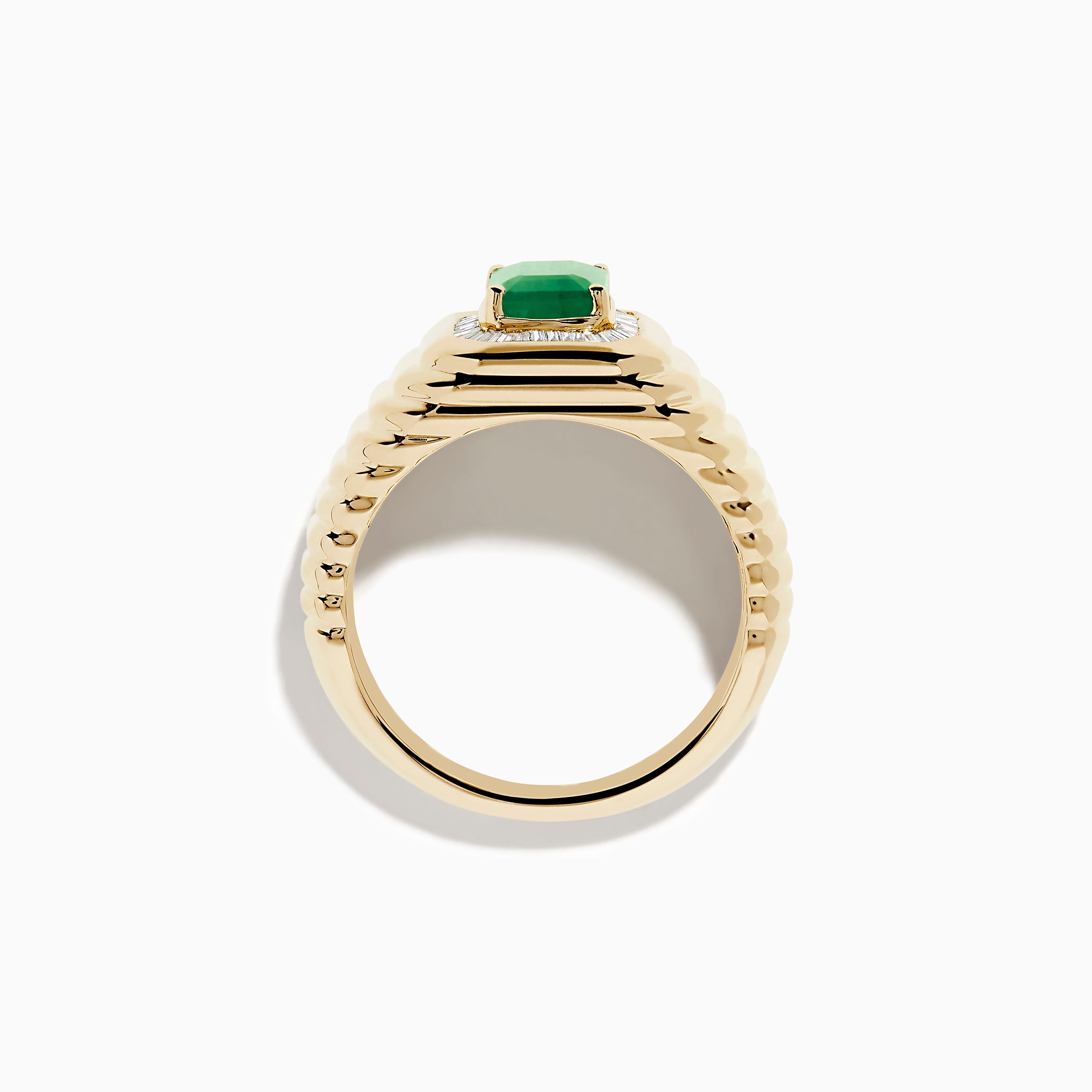 14K Yellow Gold Emerald and Diamond Ring