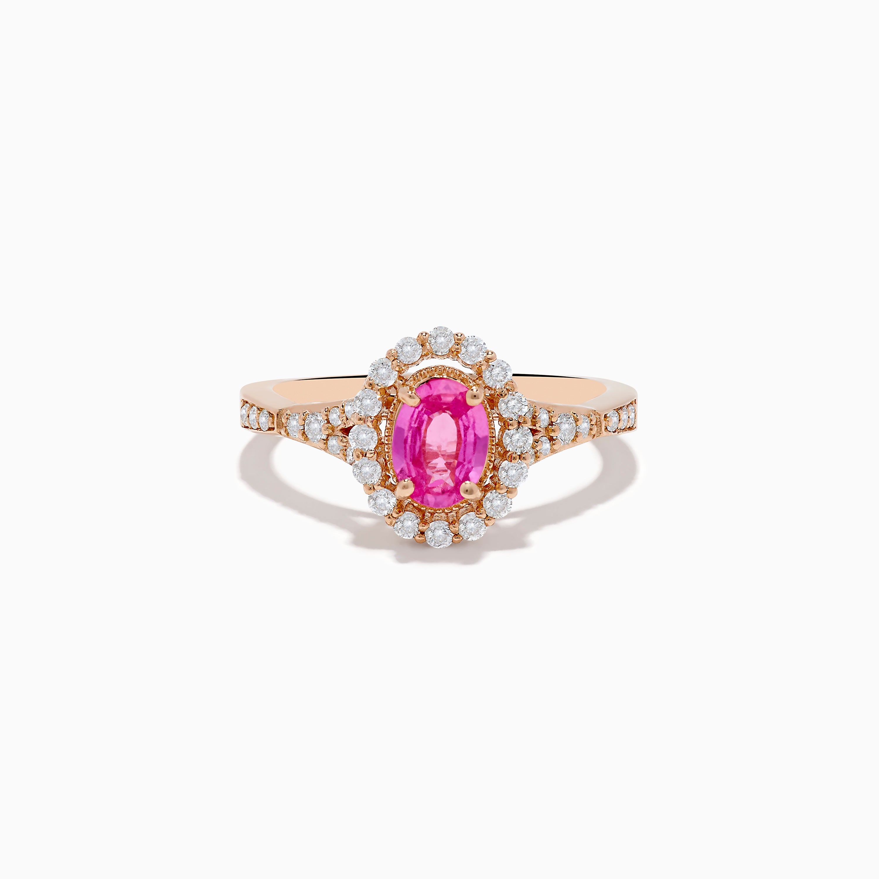 14K Rose Gold Pink Sapphire and Diamond Ring