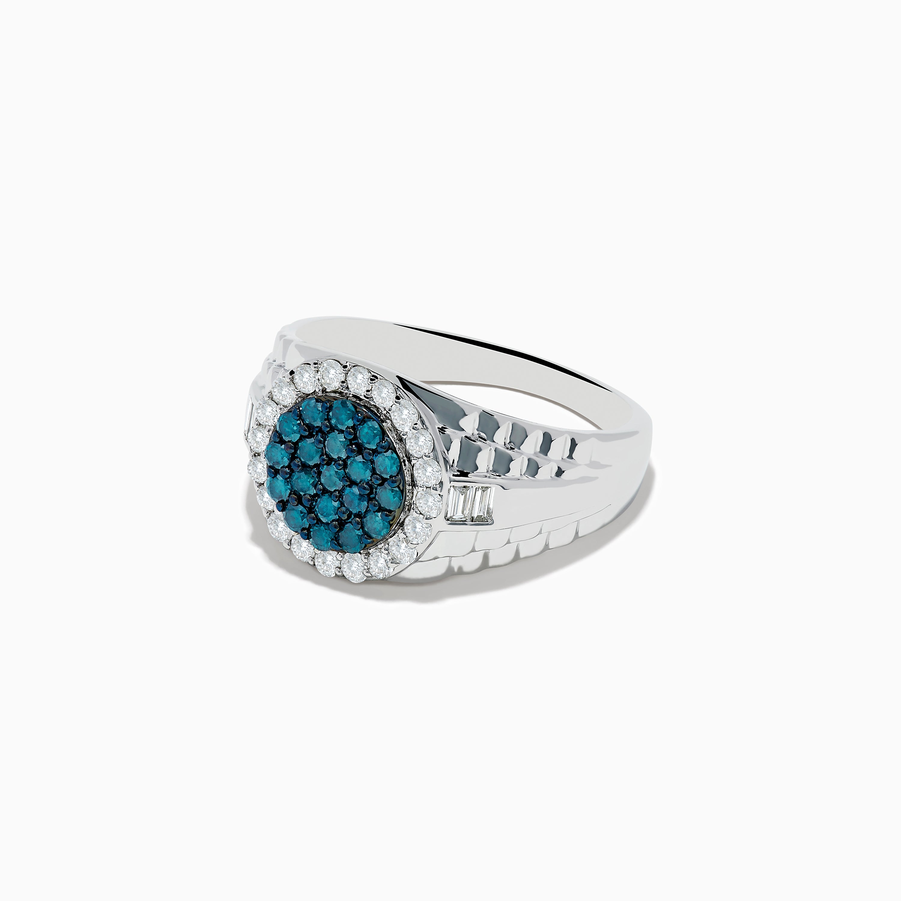 Men's 14K White Gold Blue and White Diamond Ring