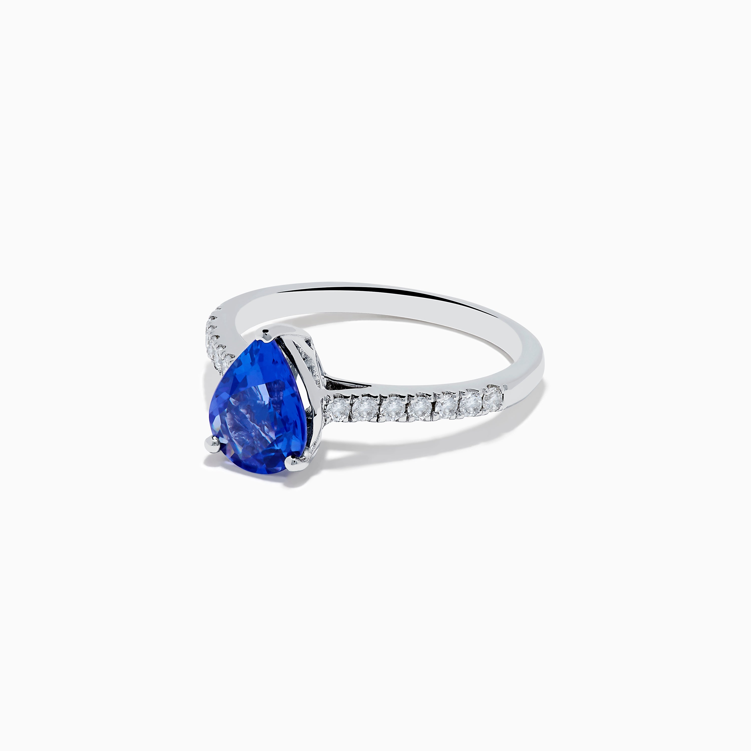 Nahla 14K White Gold Pear Tanzanite and Diamond Solitaire Ring