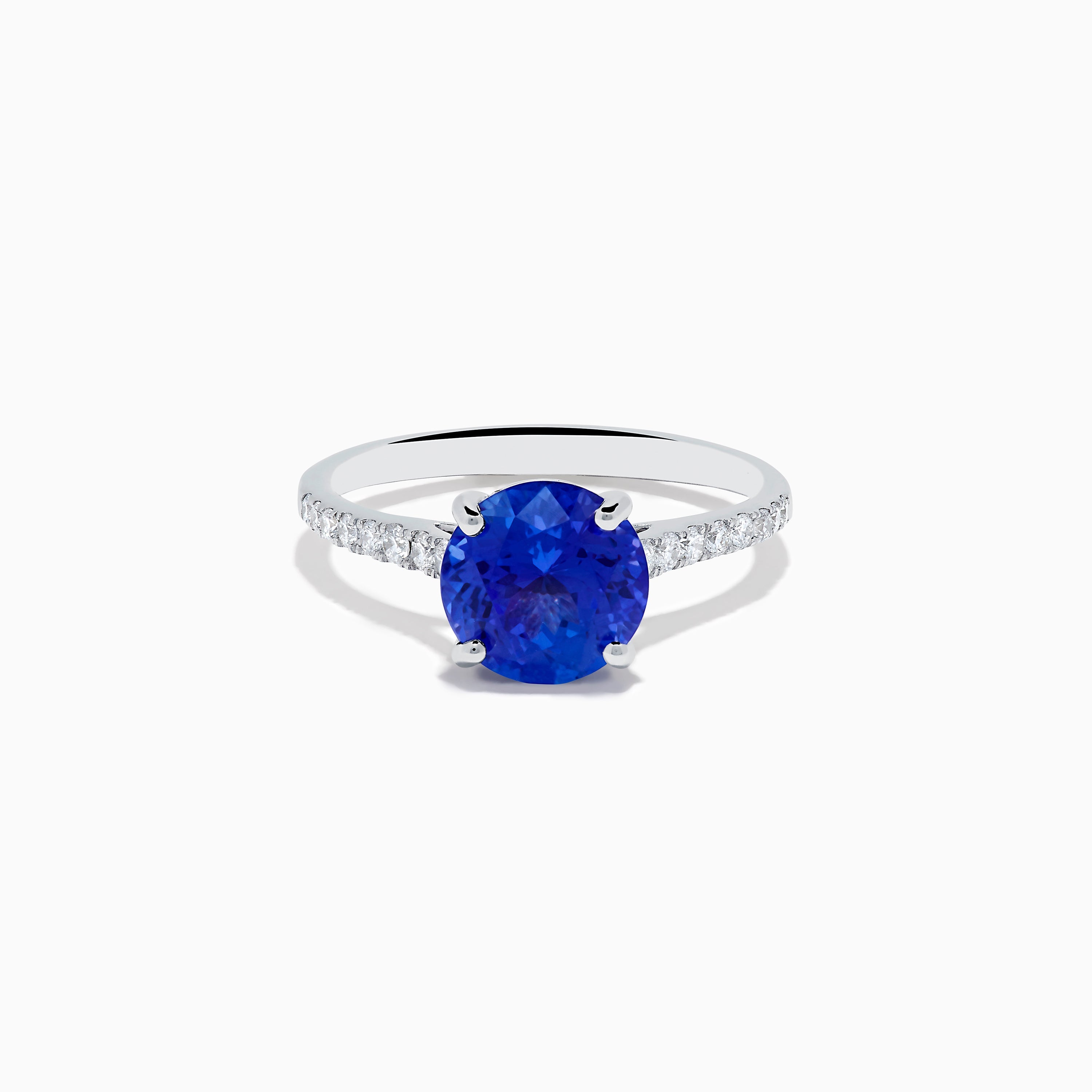 Nahla 14K White Gold Round Tanzanite and Diamond Ring