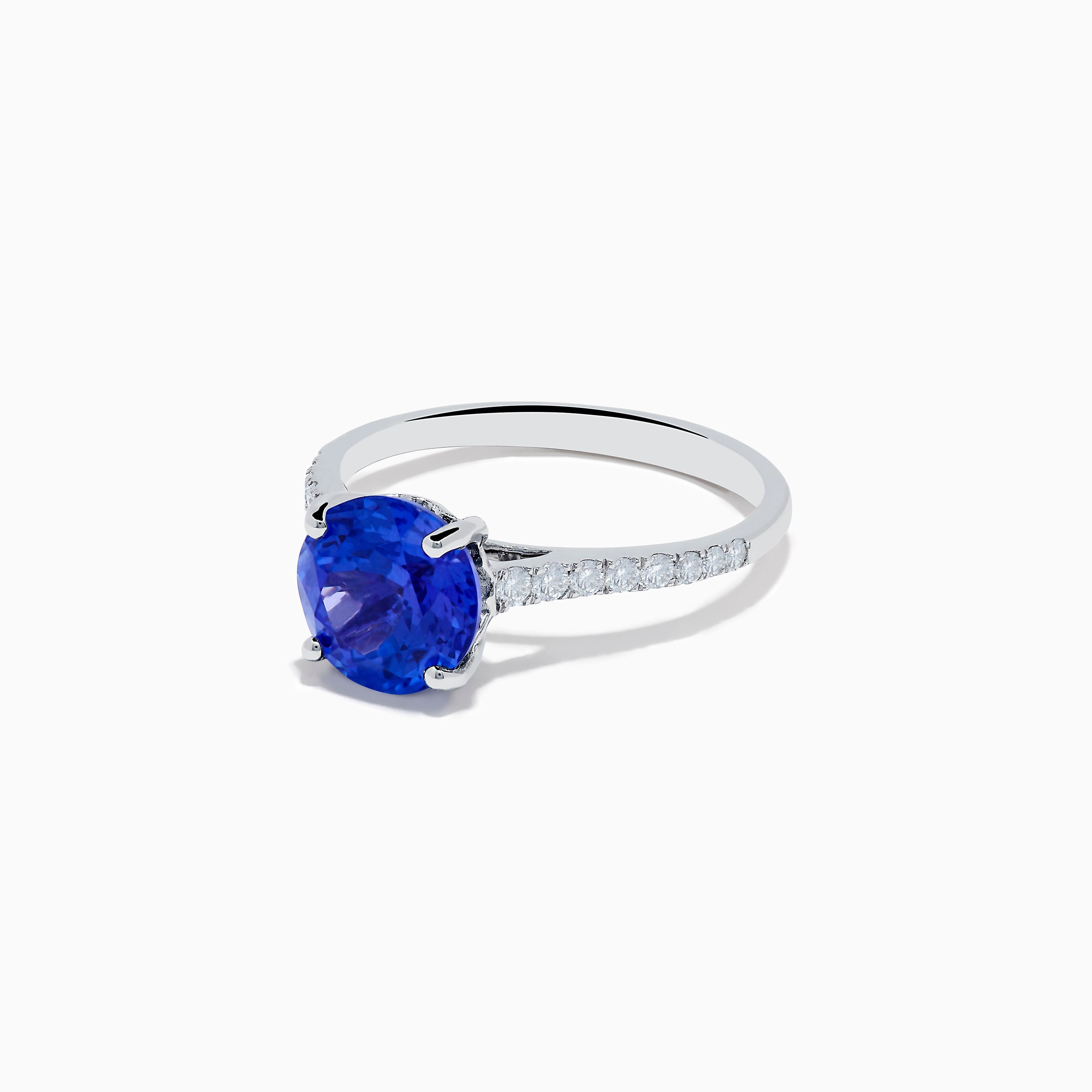 Nahla 14K White Gold Round Tanzanite and Diamond Ring