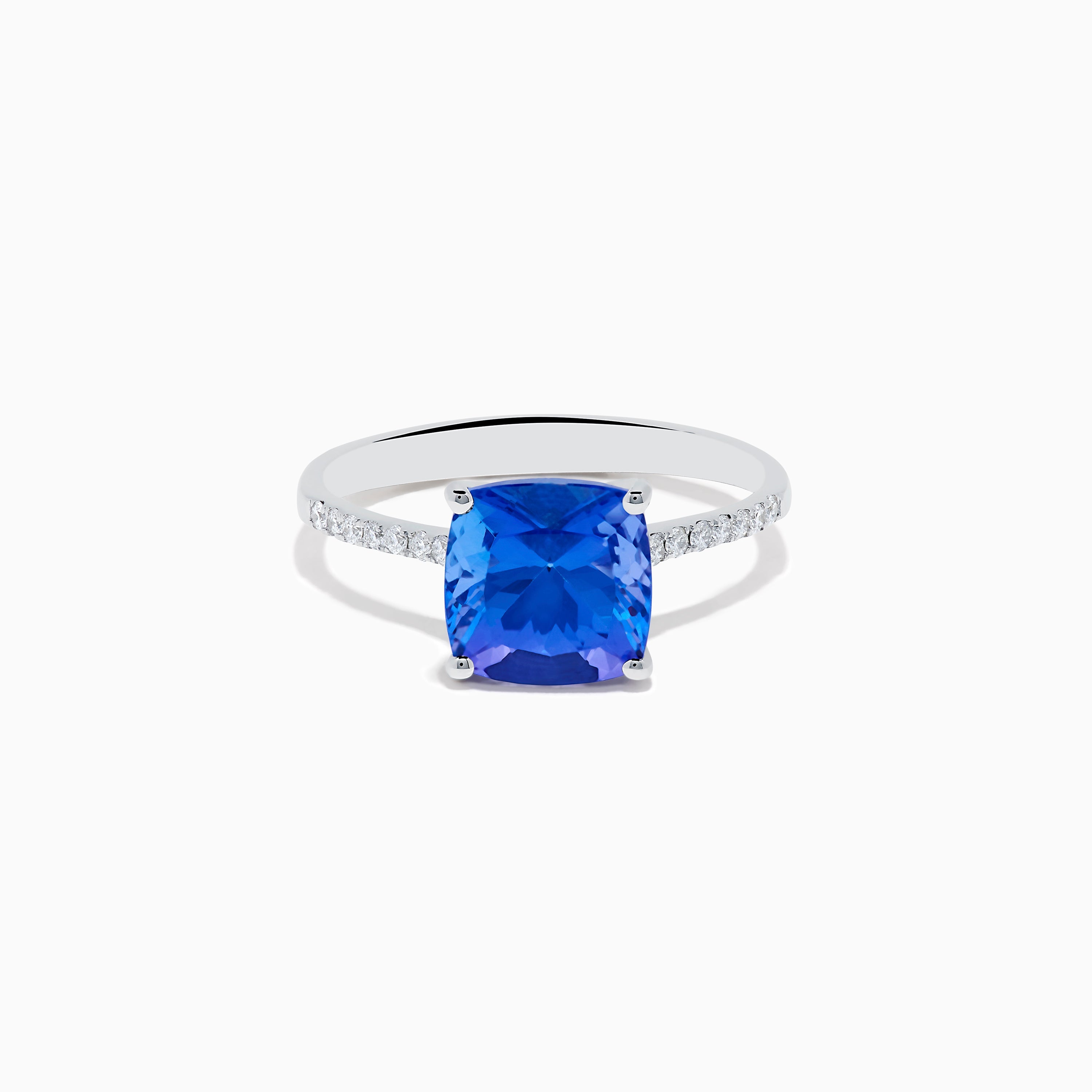 Nahla 14K White Gold Cusion Tanzanite and Diamond Ring