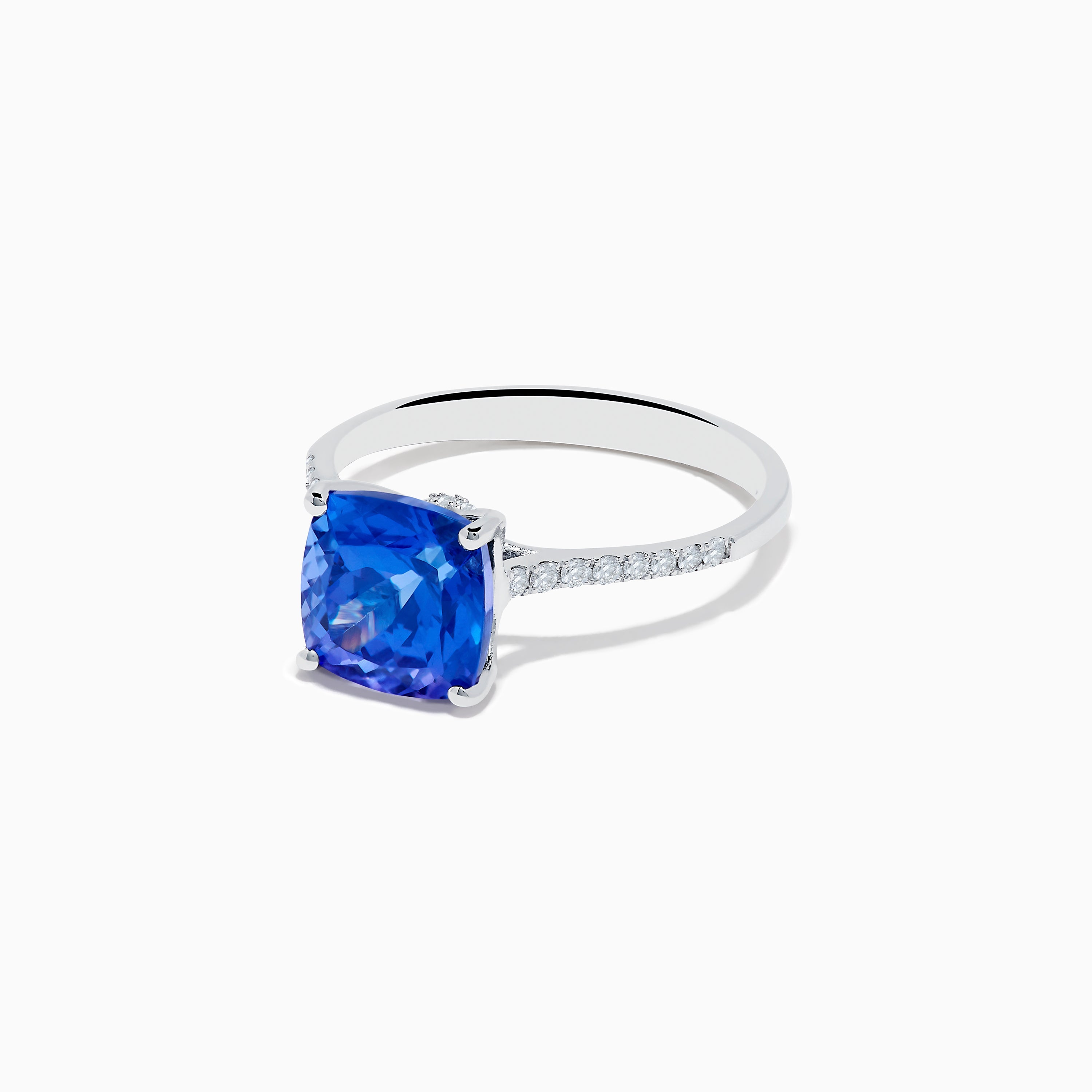 Nahla 14K White Gold Cusion Tanzanite and Diamond Ring