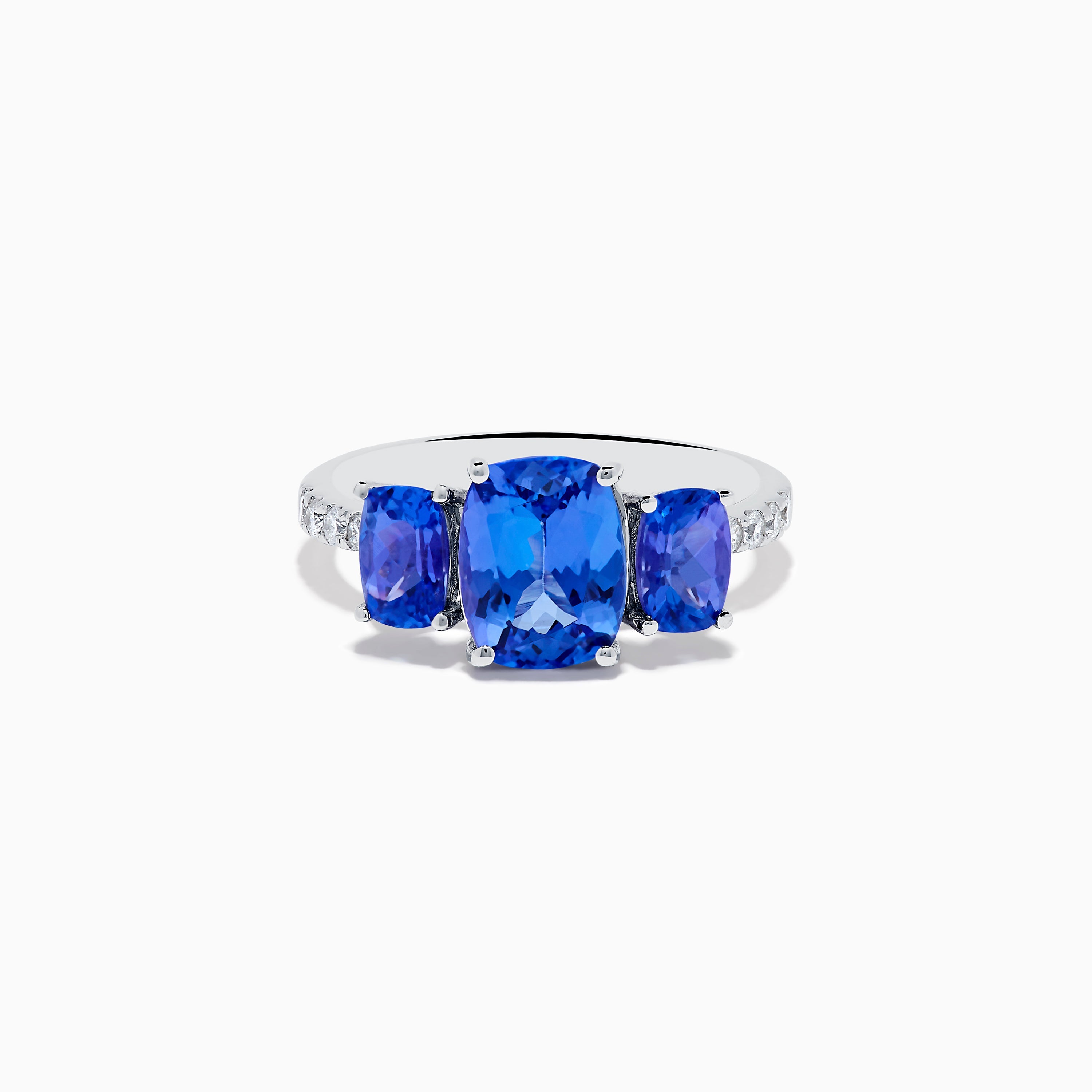 Nahla 14K White Gold Tanzanite and Diamond 3 Stone Ring