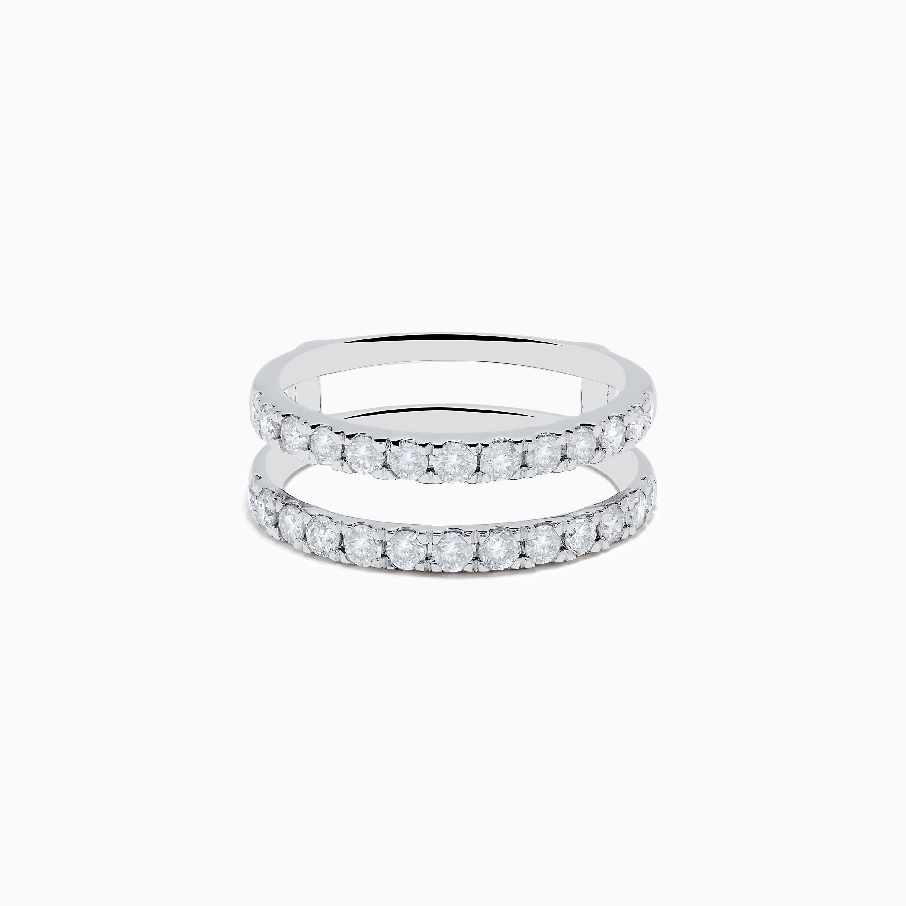 14K White Gold Double Band Diamond Ring 0.97 TCW