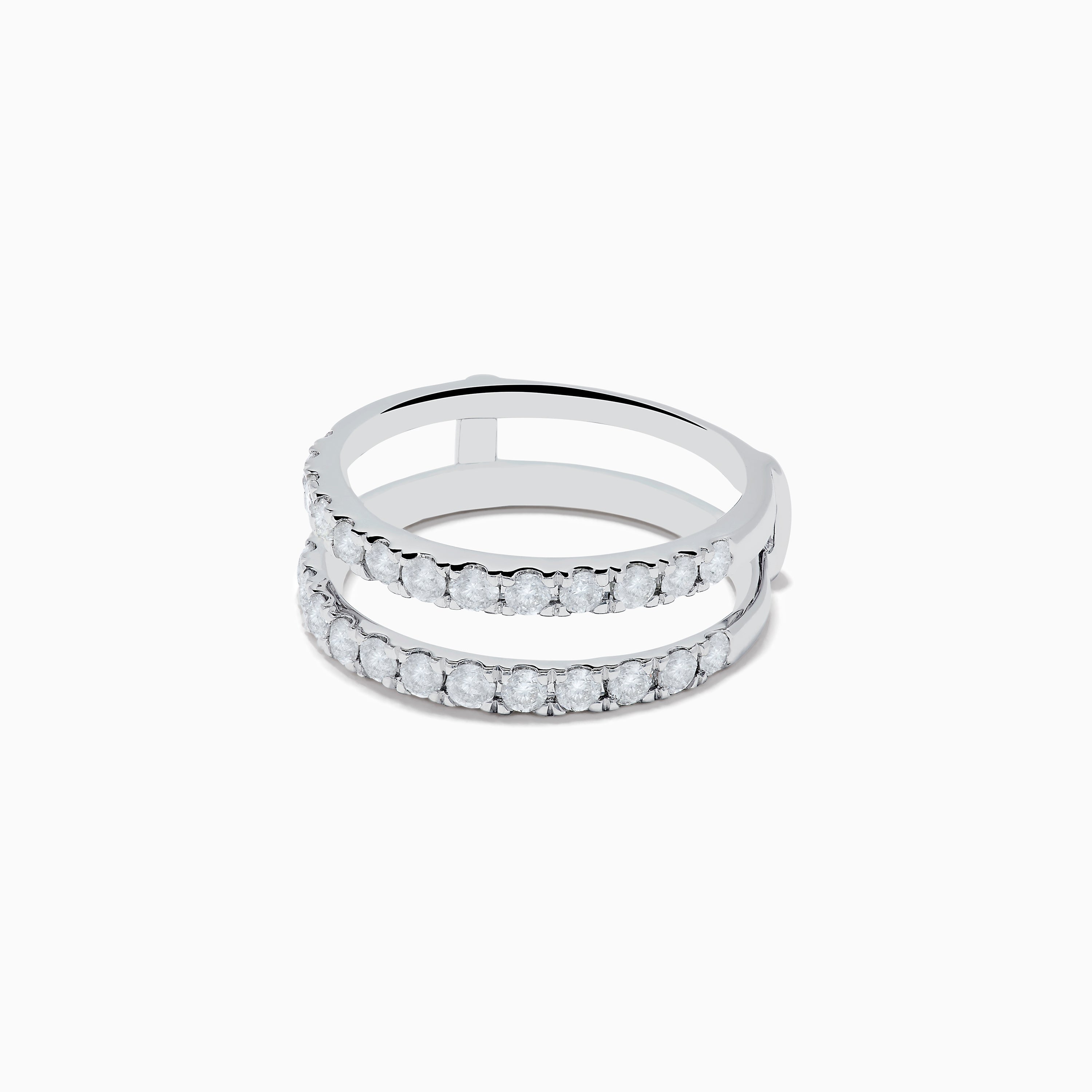 14K White Gold Double Band Diamond Ring 0.97 TCW