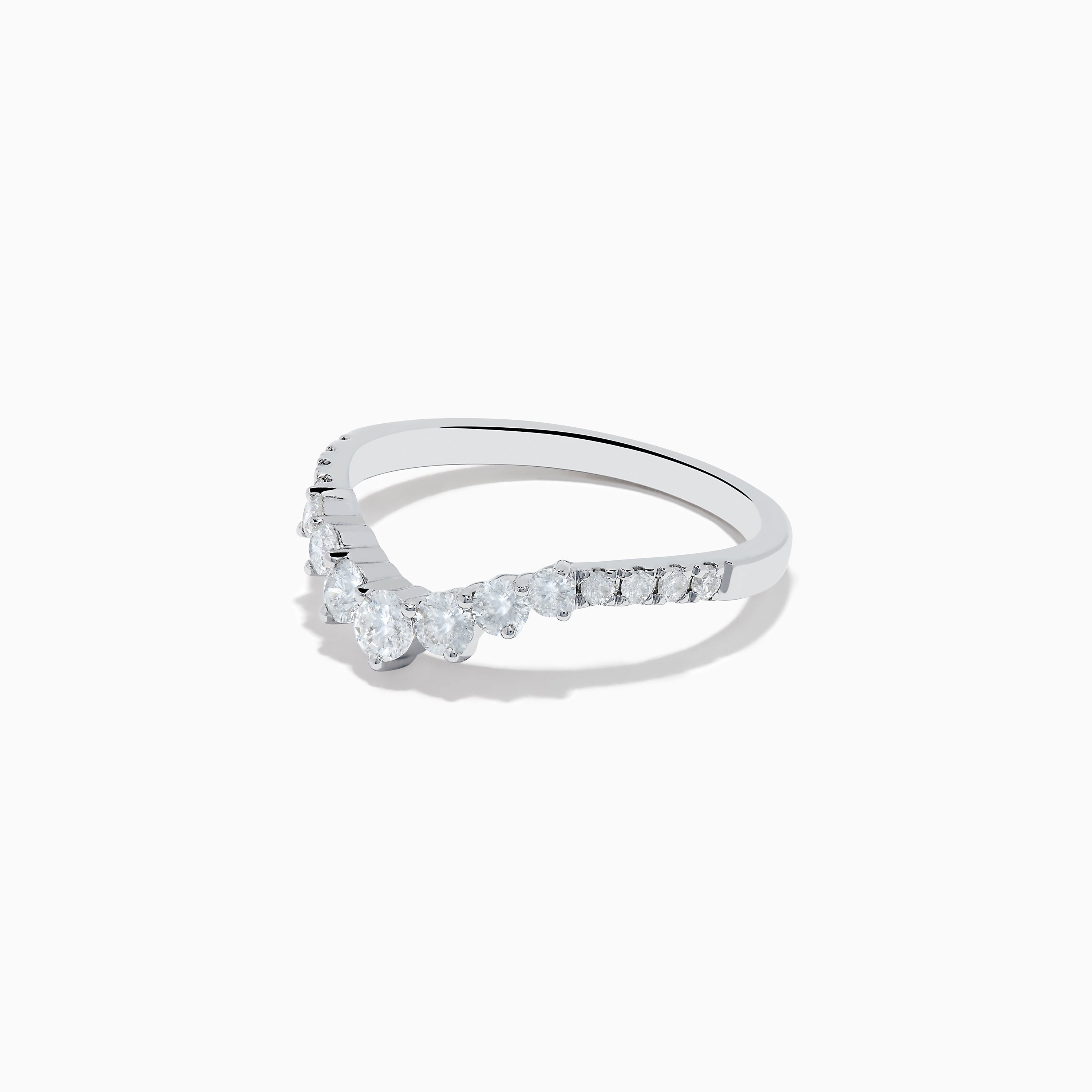 14K White Gold Diamond Contoured Stacking Band 0.49 TCW