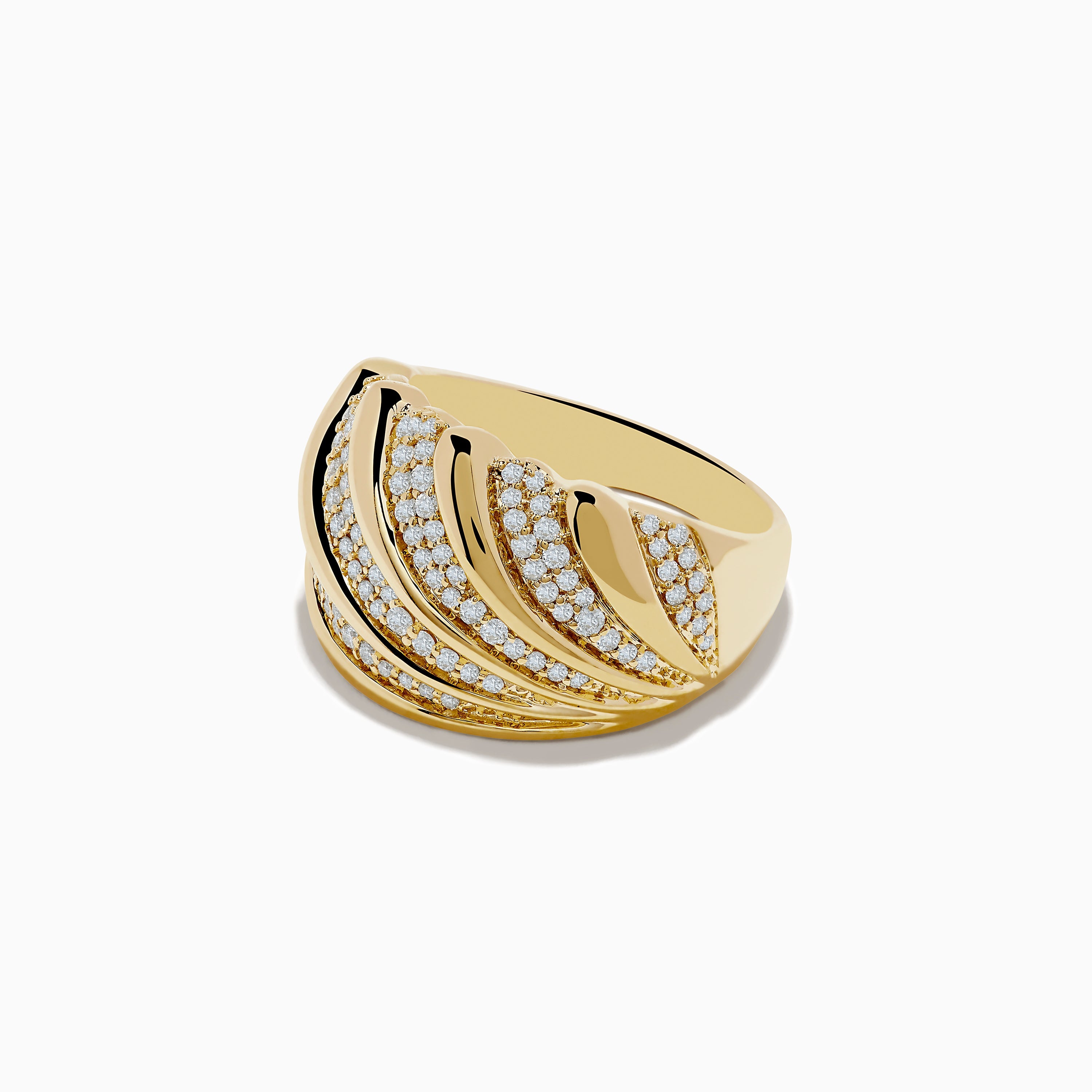 D'Oro 14K Yellow Gold Shell Diamond Ring