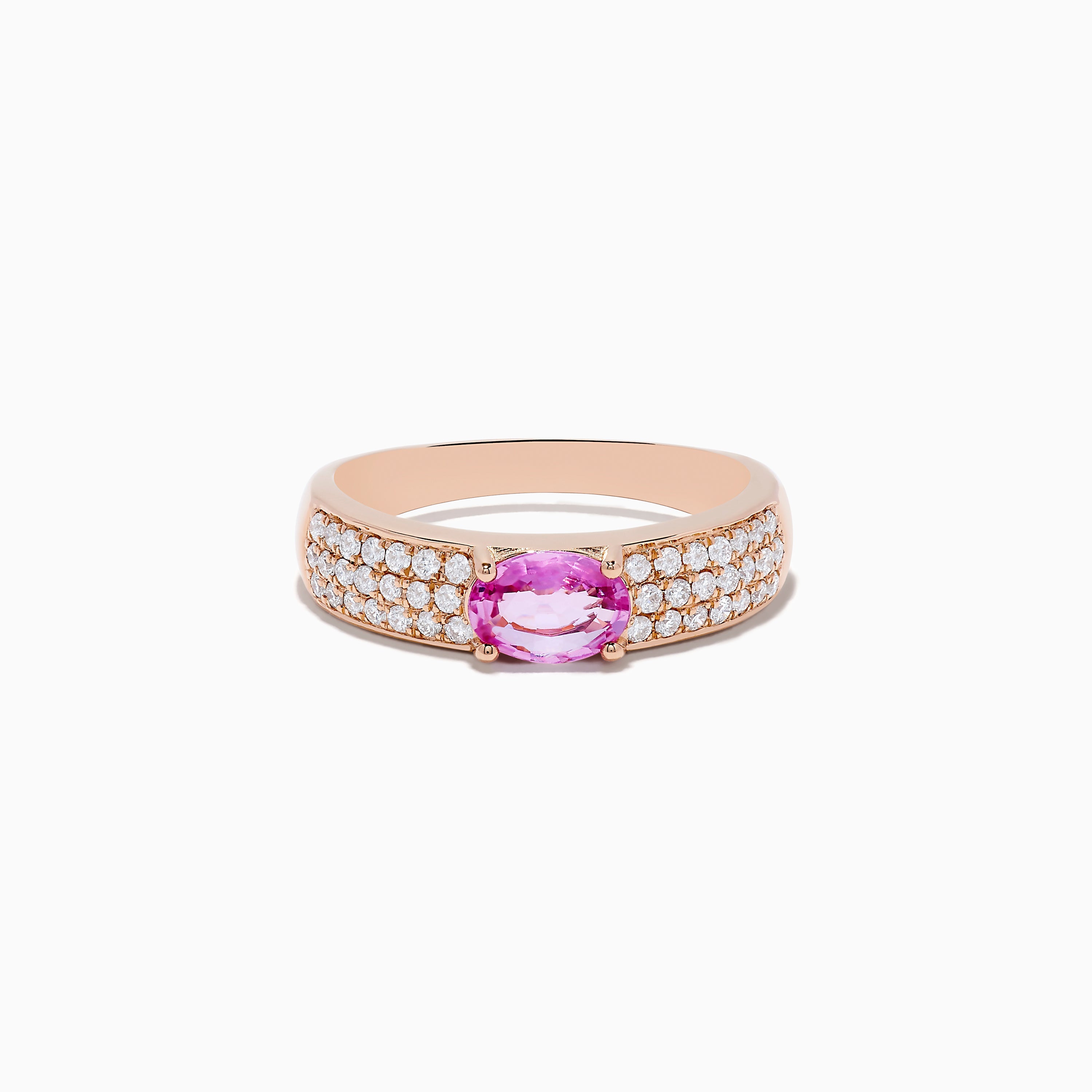 14K Rose Gold Pink Sapphire and Diamond Ring