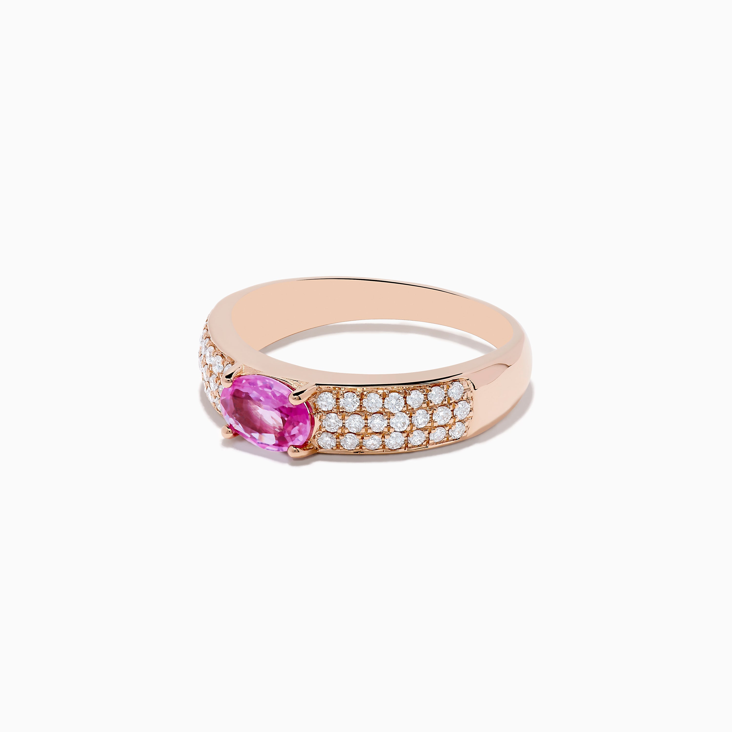 14K Rose Gold Pink Sapphire and Diamond Ring