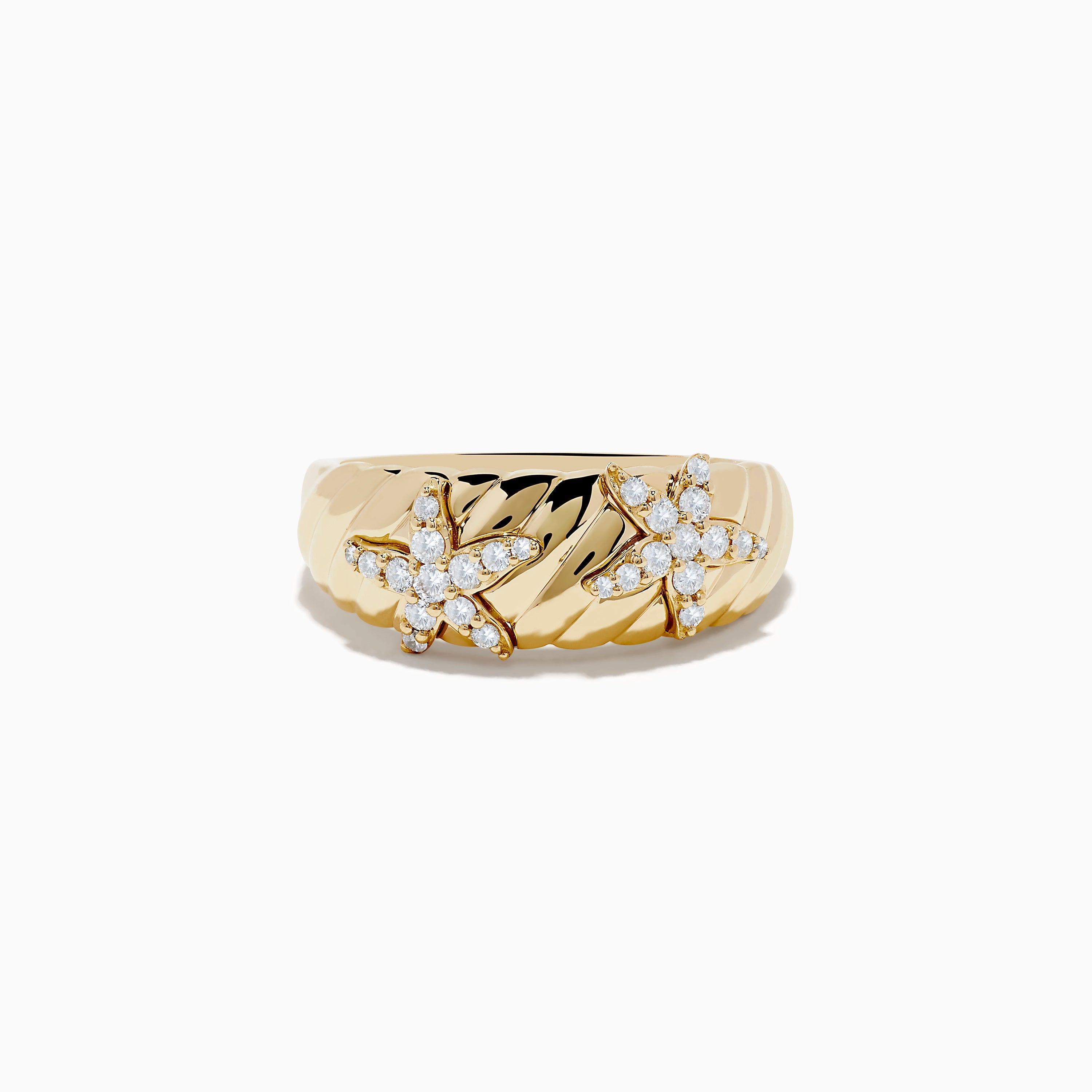 Seaside 14K Yellow Gold Diamond Starfish Ring