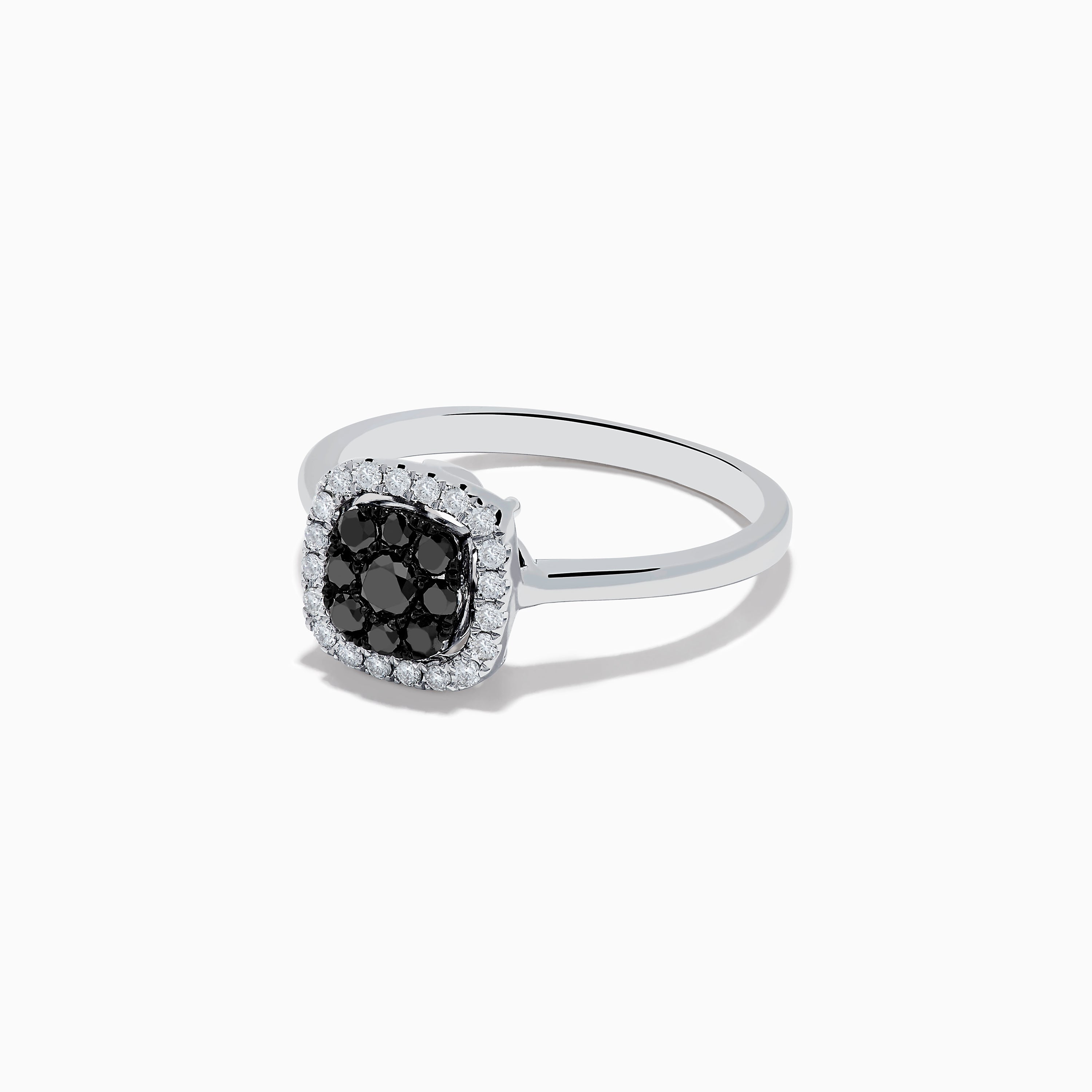 14K White Gold White and Black Diamond Ring