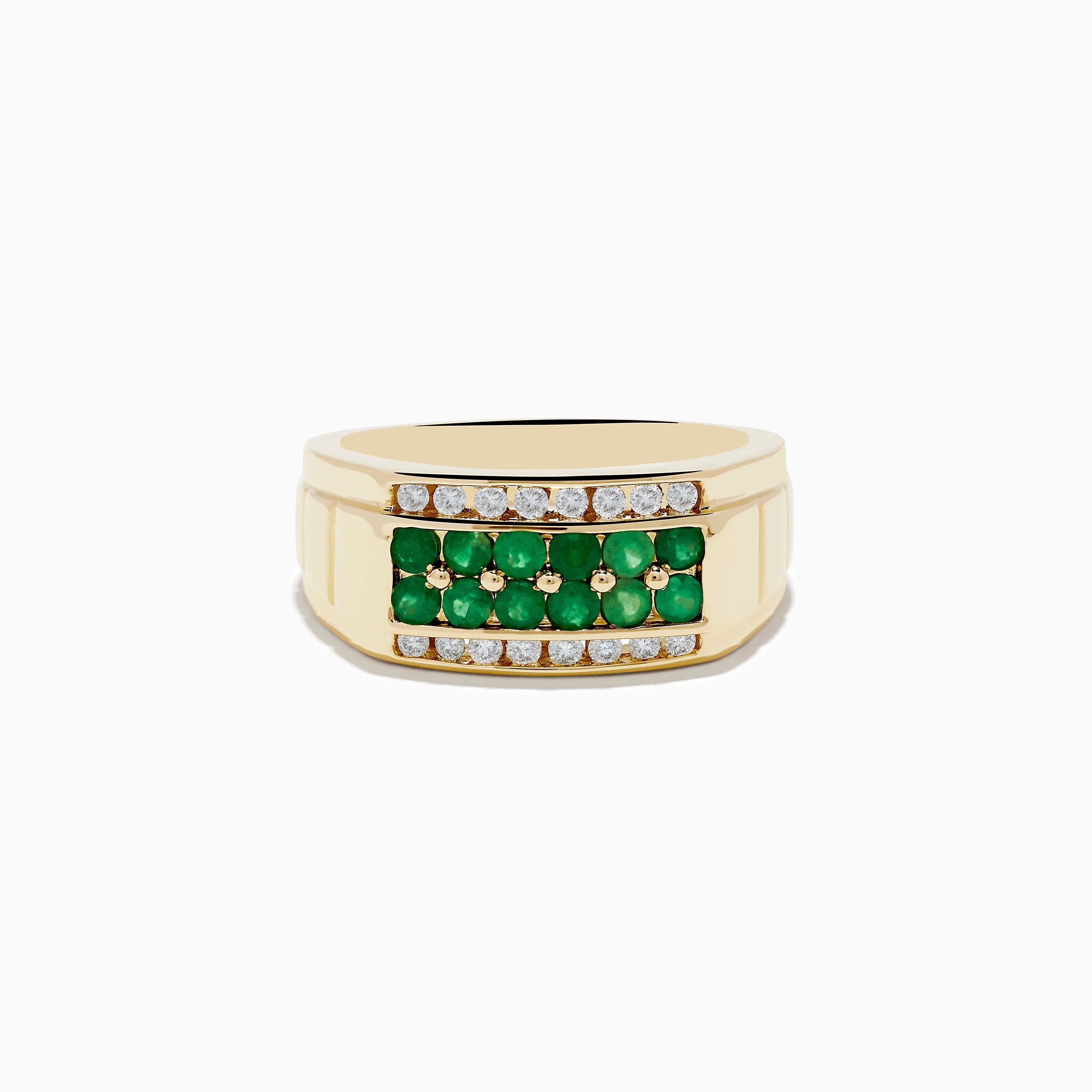 Men's Brasilica 14K Yellow Gold Emerald and Diamond Ring