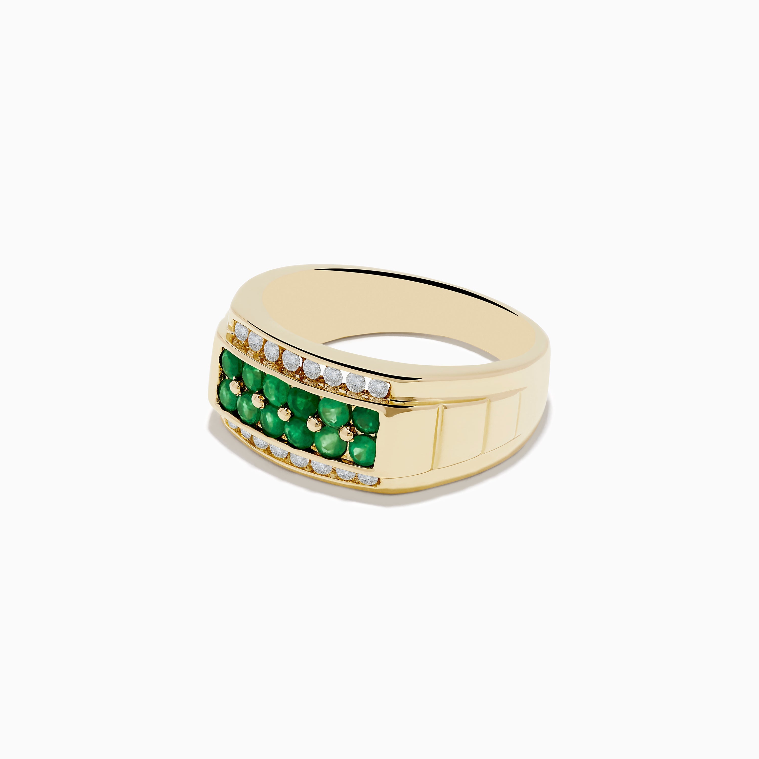 Men's Brasilica 14K Yellow Gold Emerald and Diamond Ring