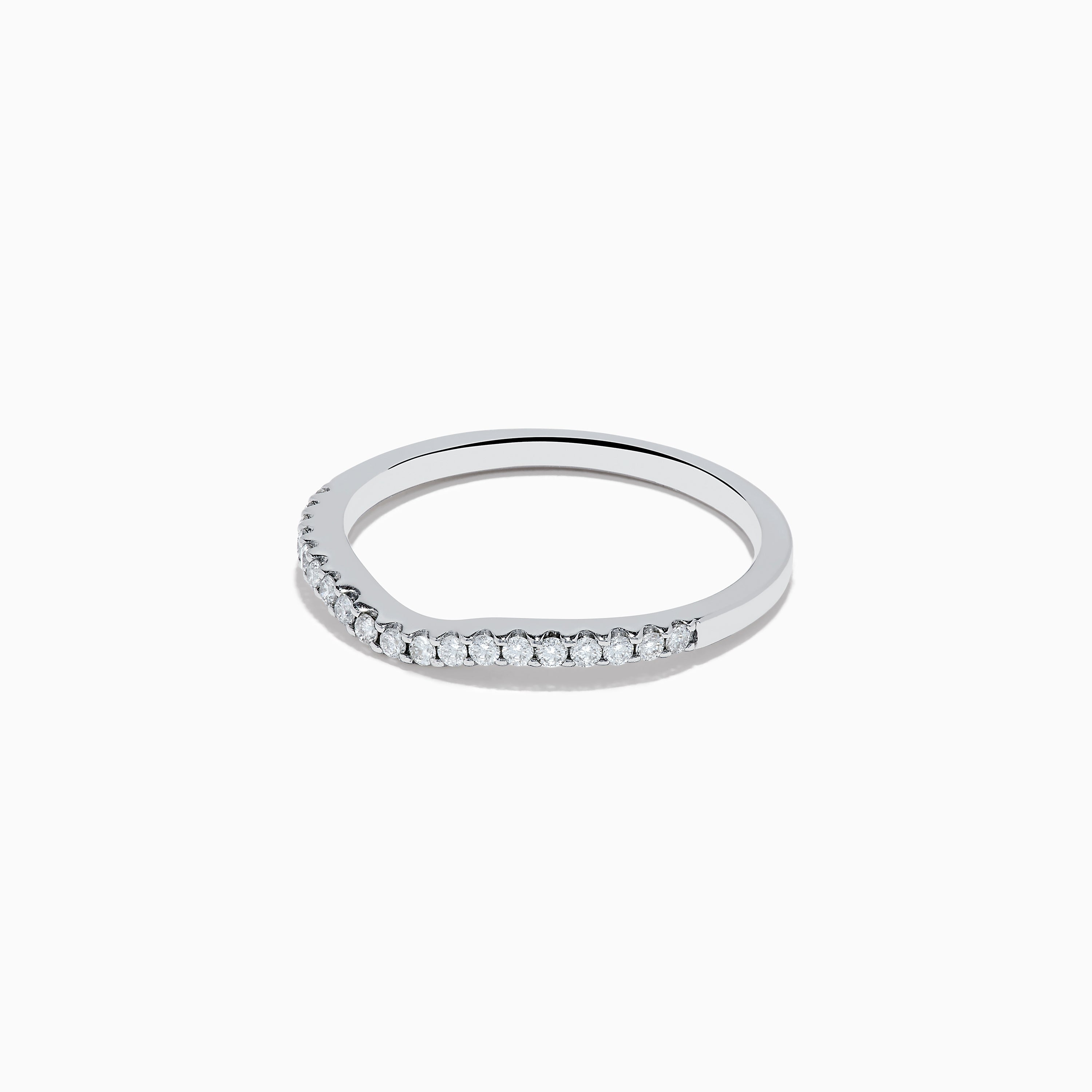 14K White Gold Contoured Diamond Ring