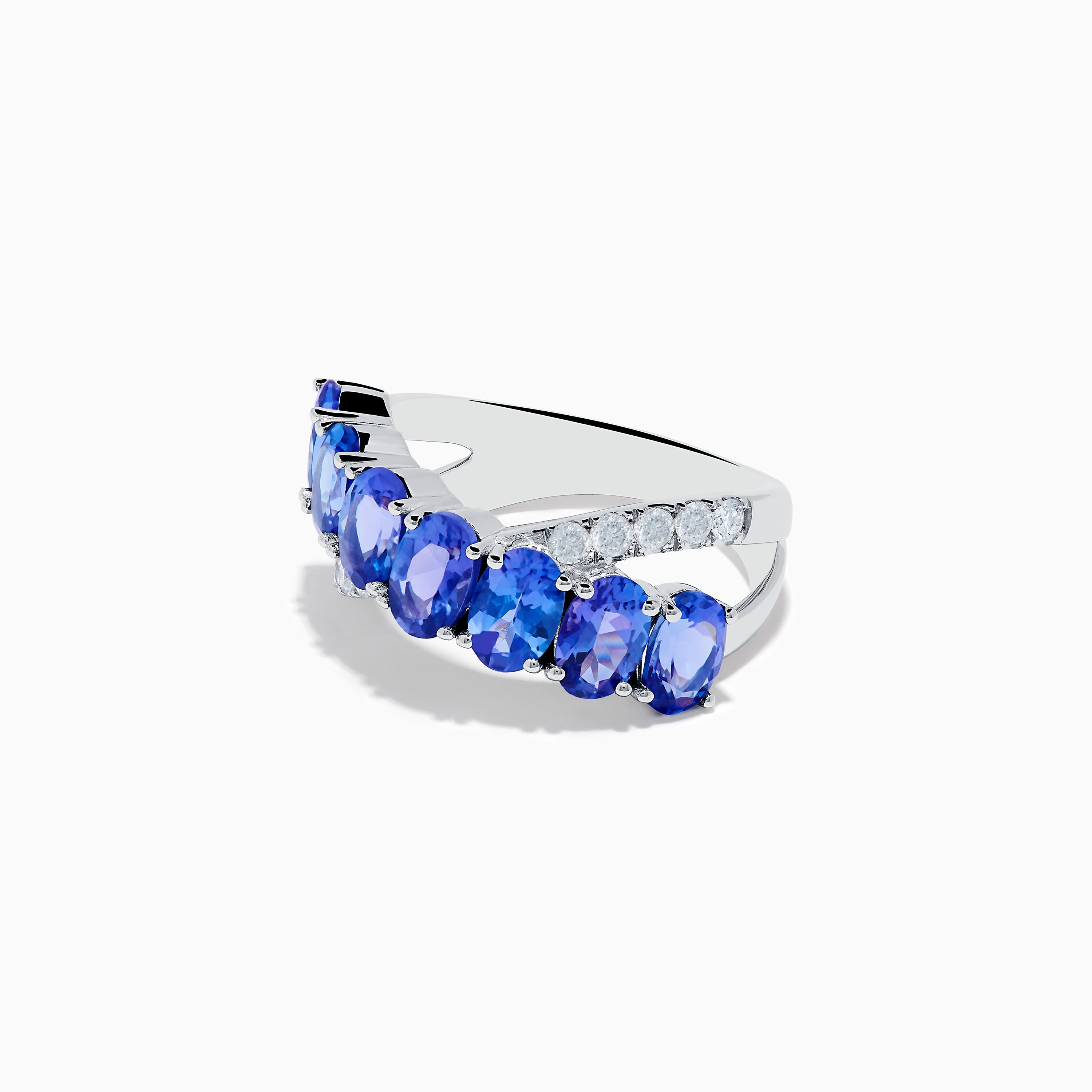 Nahla 14K White Gold Tanzanite and Diamond Crossover Ring