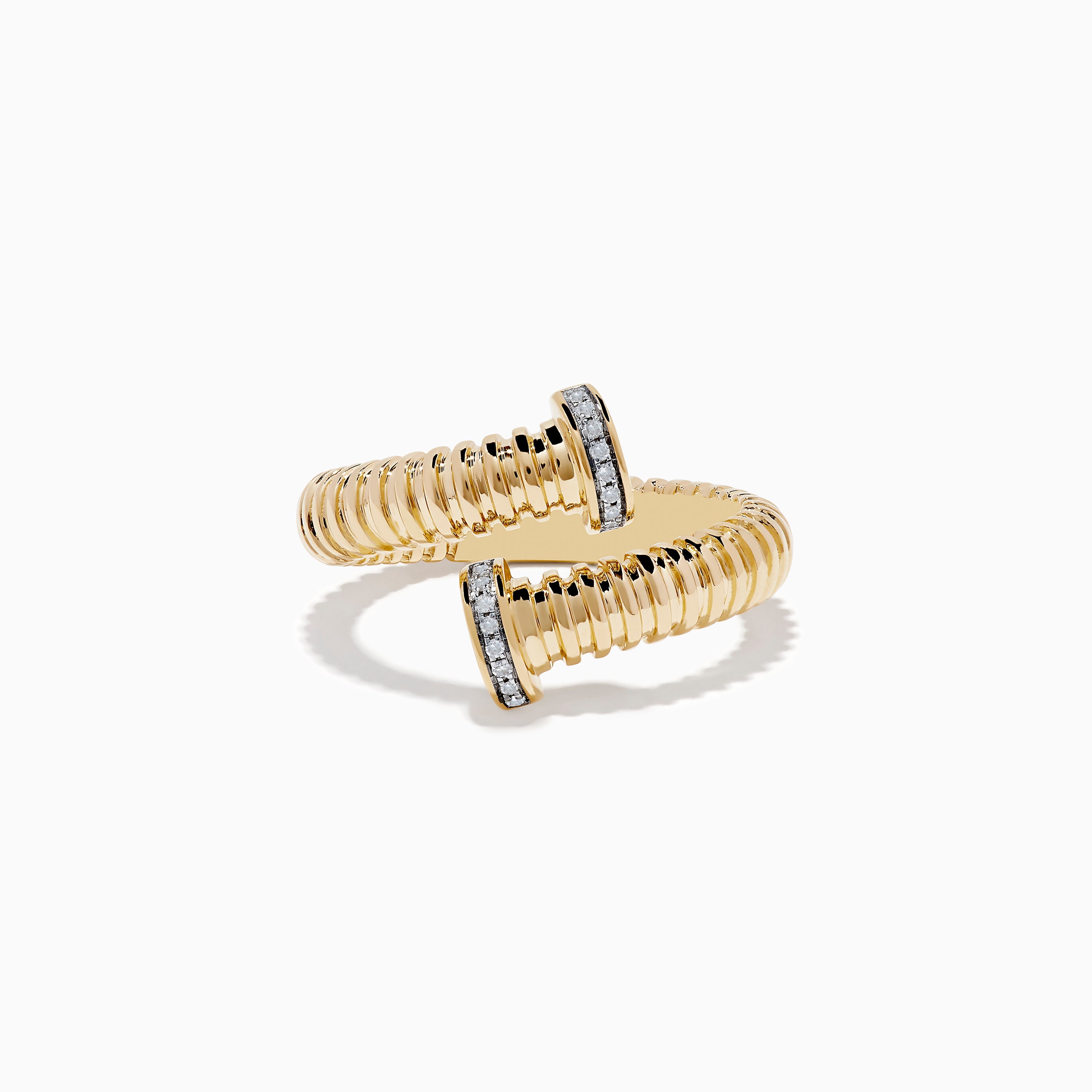 D'Oro 14K Yellow Gold Diamond Bypass Ring