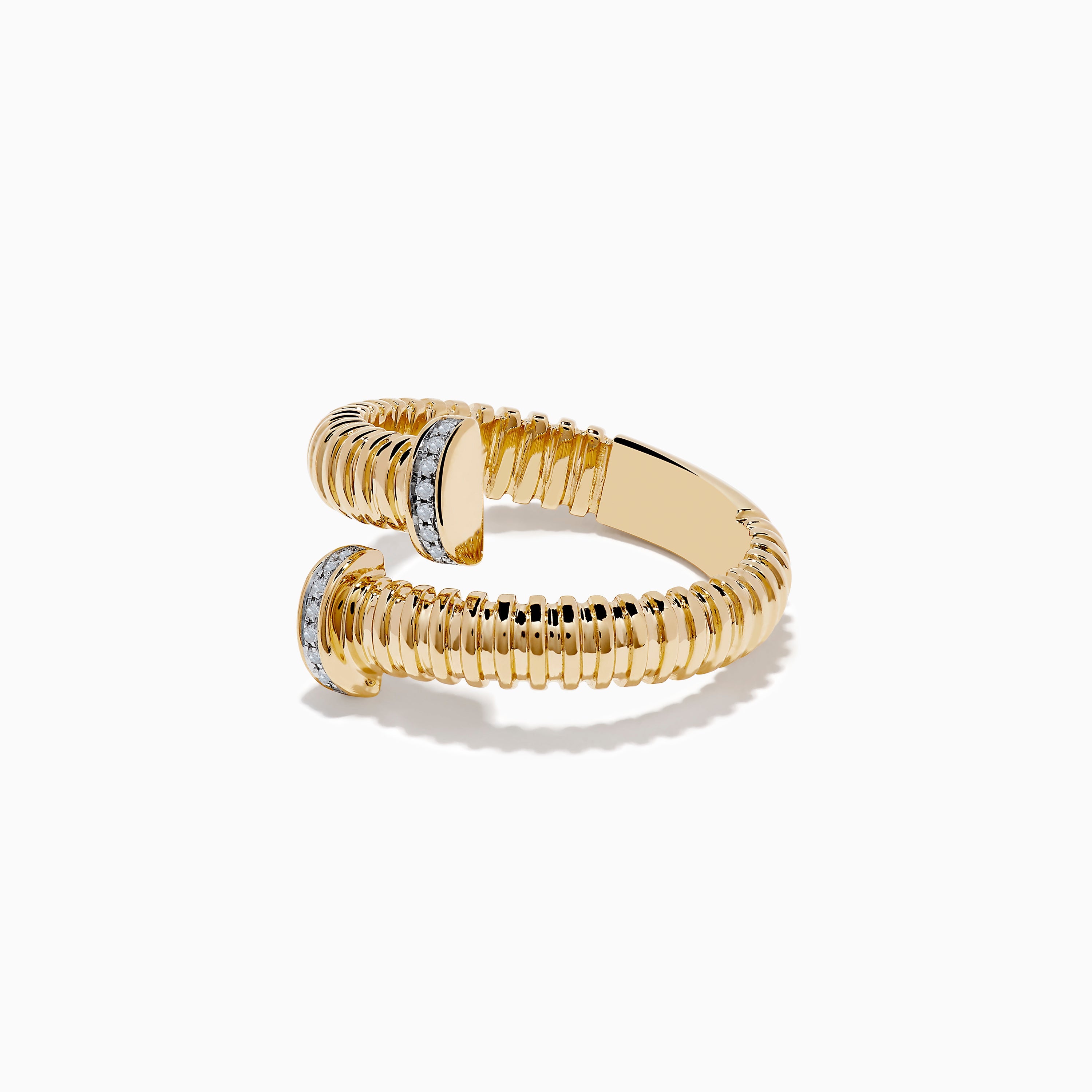 D'Oro 14K Yellow Gold Diamond Bypass Ring