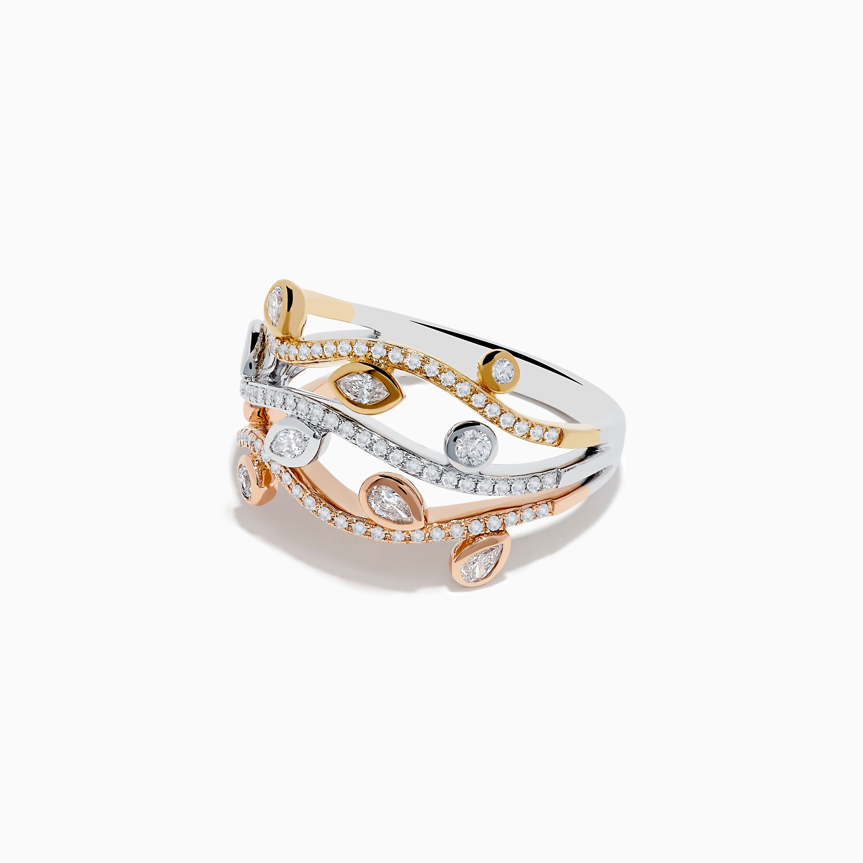 Trio 14K Tri Color Gold Diamond Ring