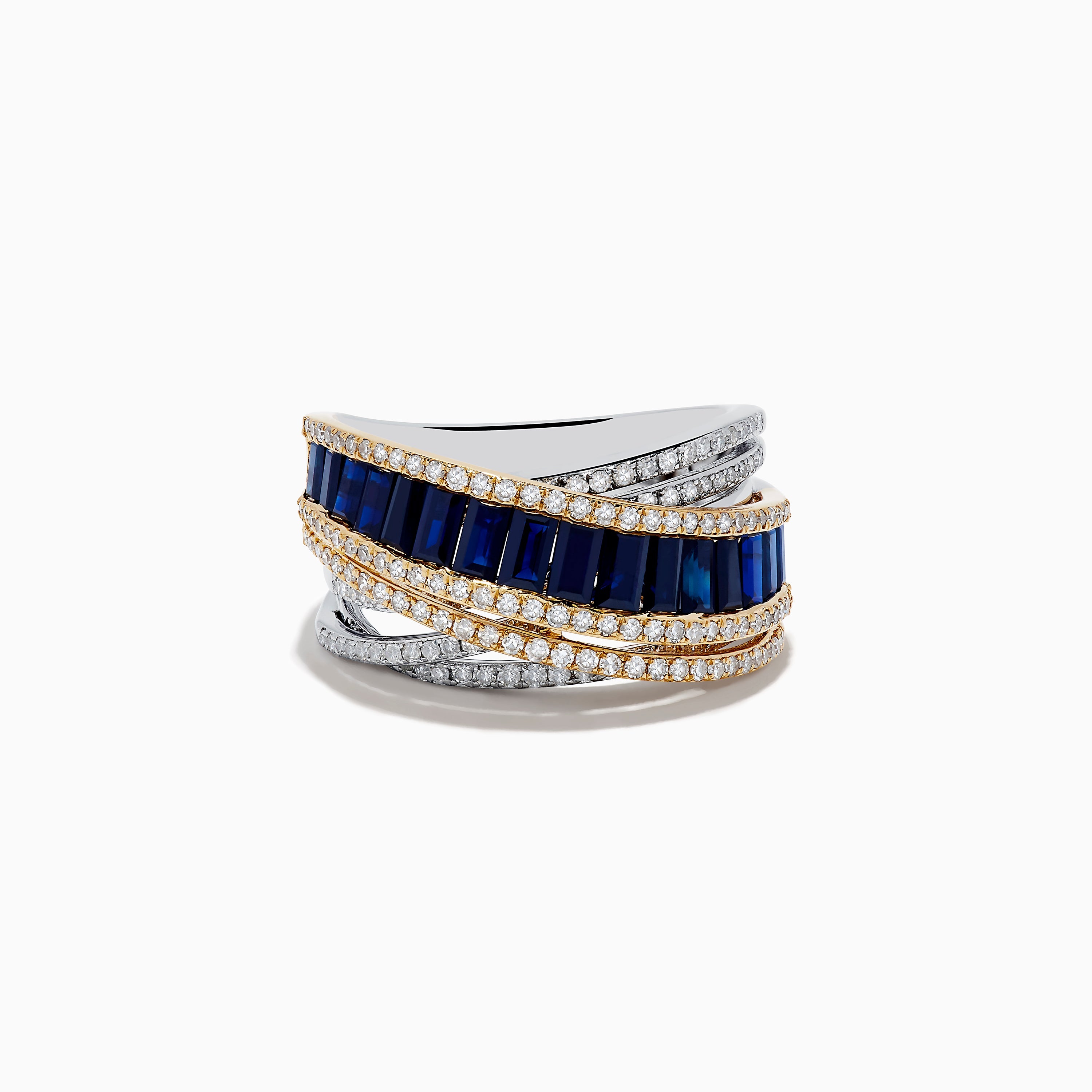 Royal Bleu 14K White & Yellow Gold Sapphire and Diamond Criss Cross Ring