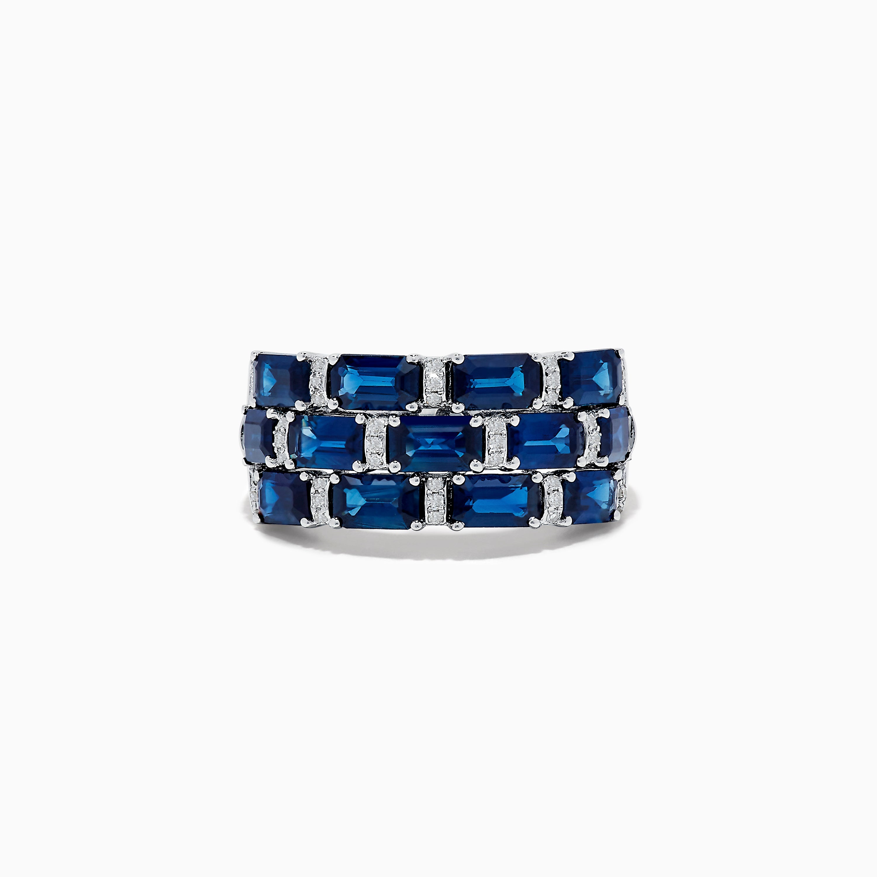 14K White Gold Blue Sapphire and Diamond Ring