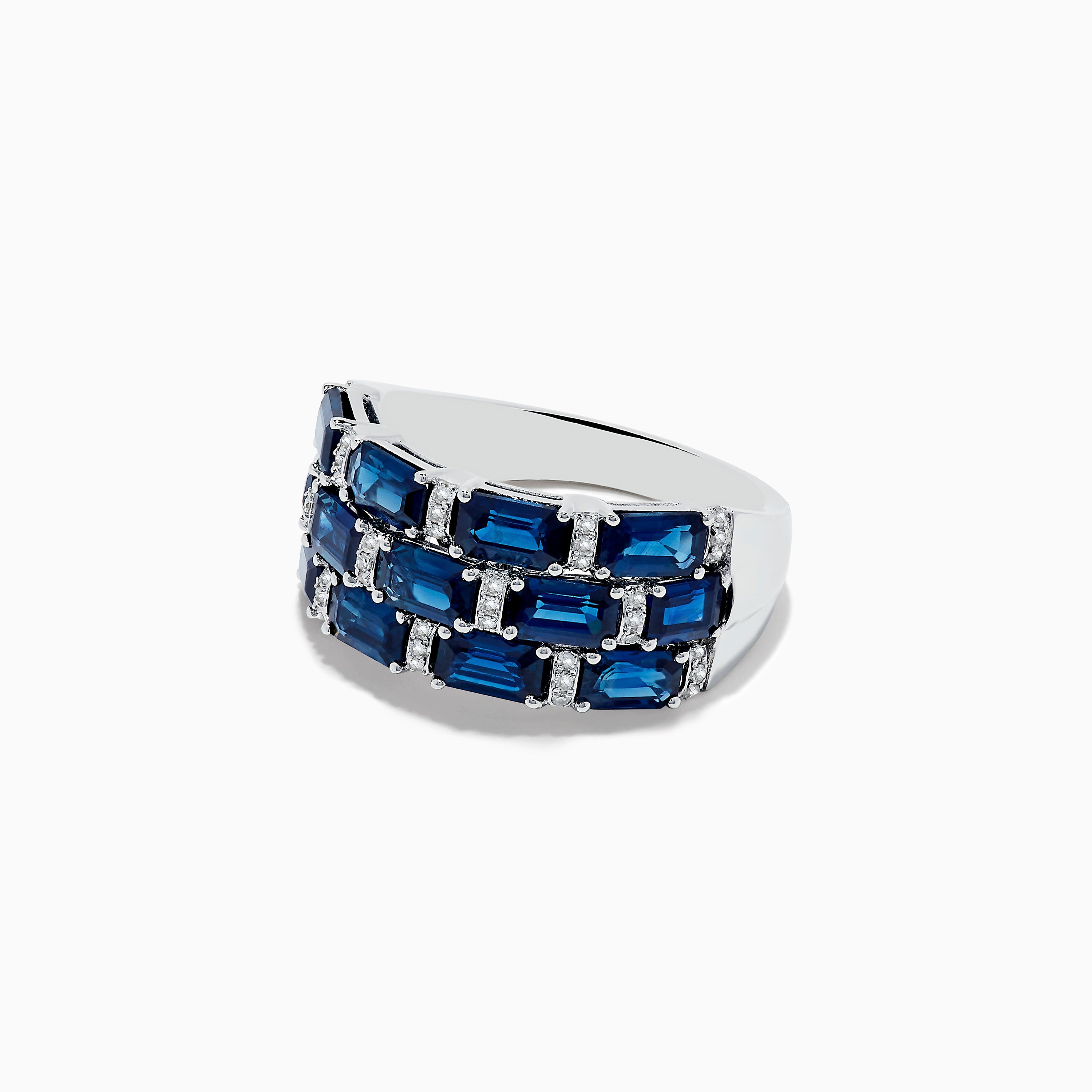 14K White Gold Blue Sapphire and Diamond Ring