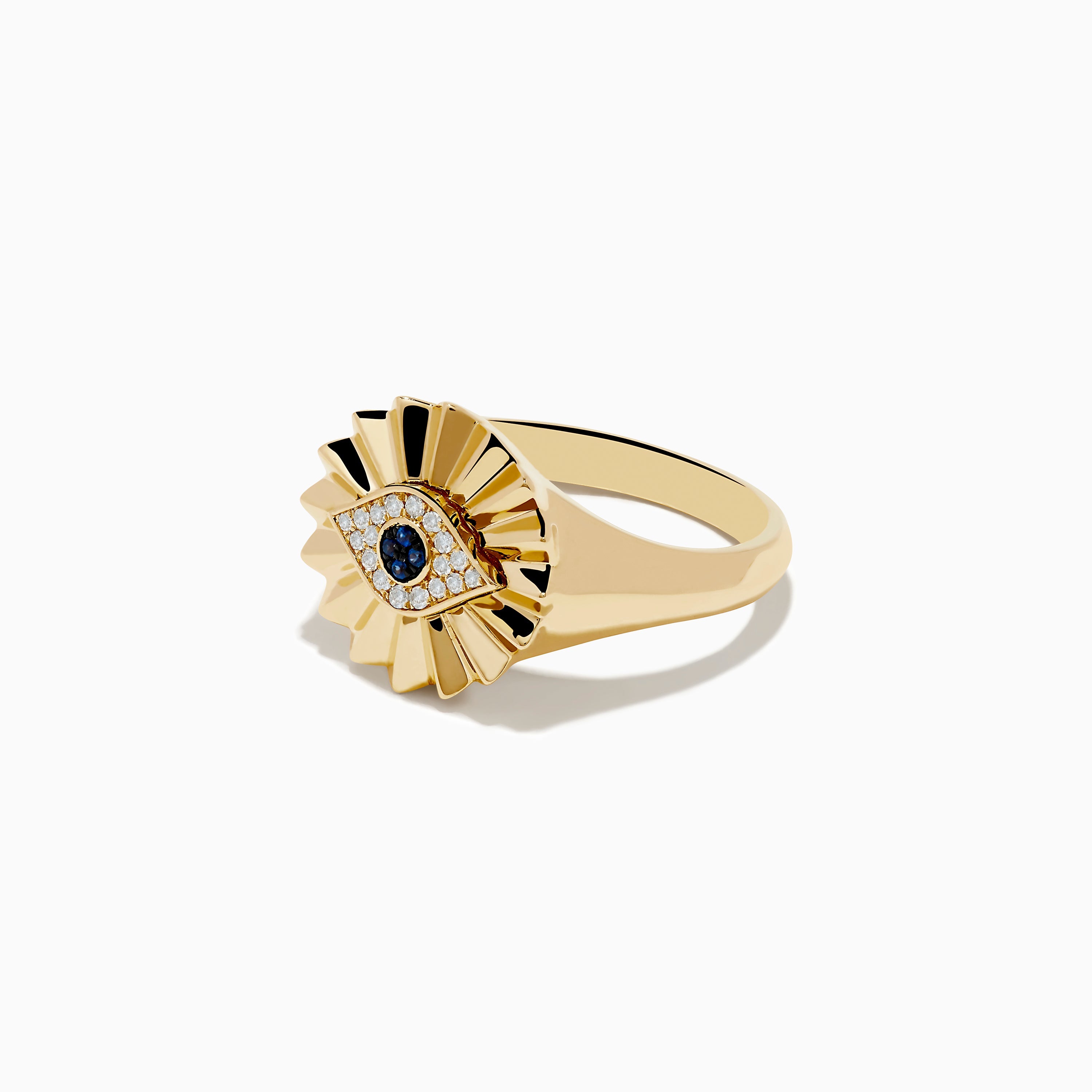 14K Yellow Gold Sapphire and Diamond Evil Eye Ring