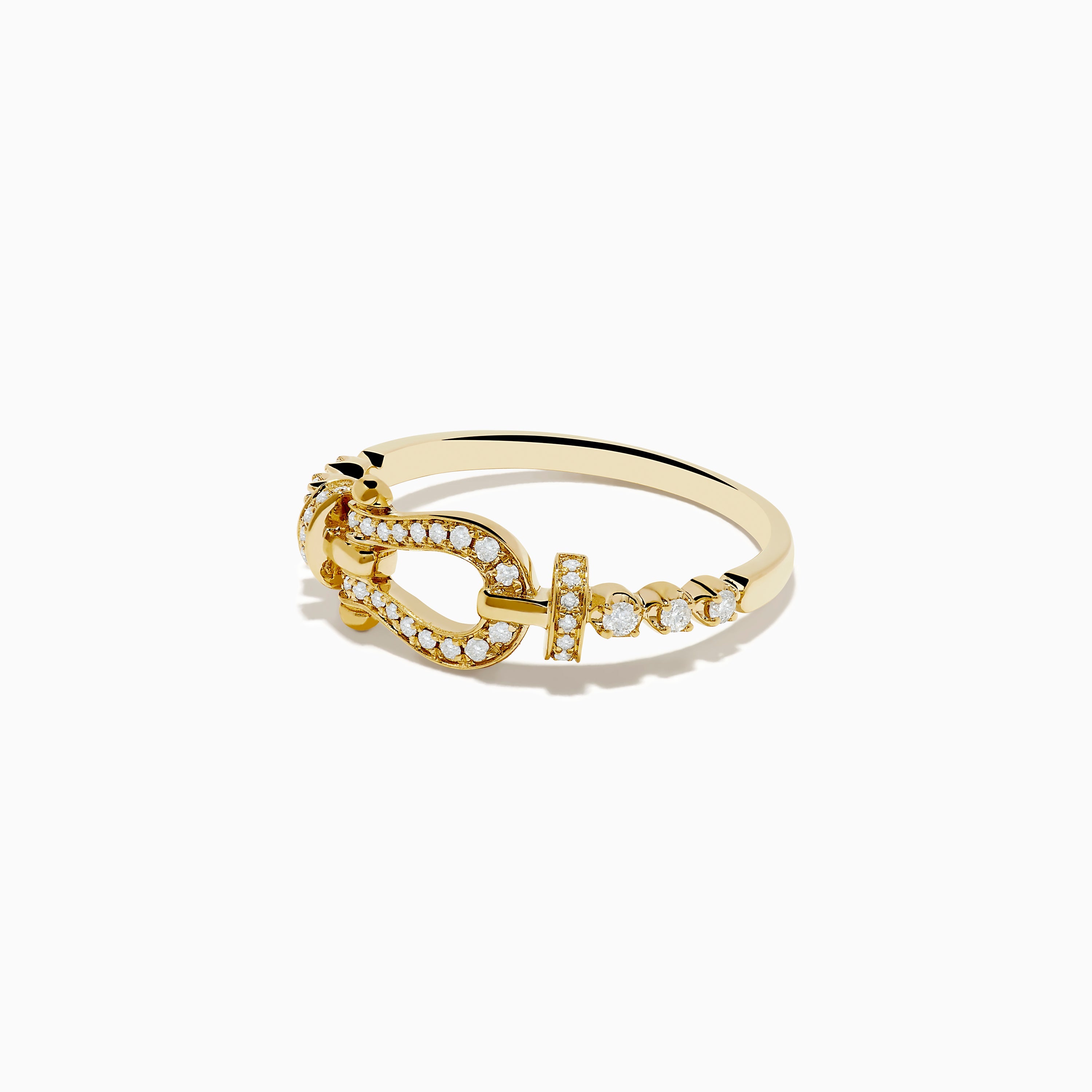 Novelty 14K Yellow Gold Diamond Horseshoe Ring