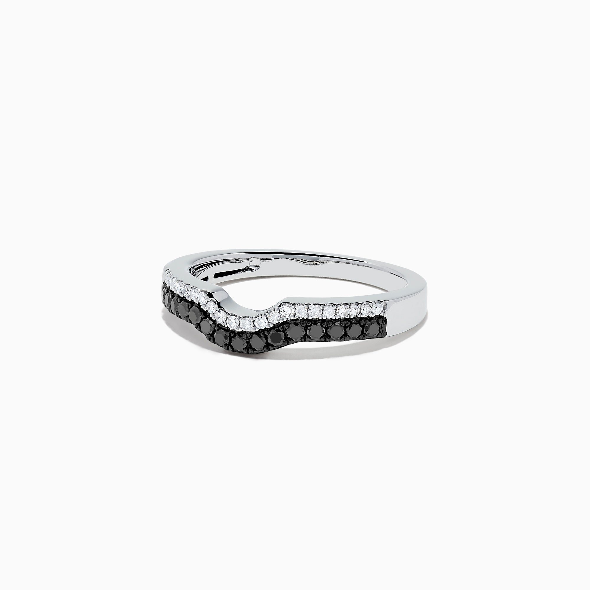 14K White Gold Black and White Diamond Ring, 0.32 TCW