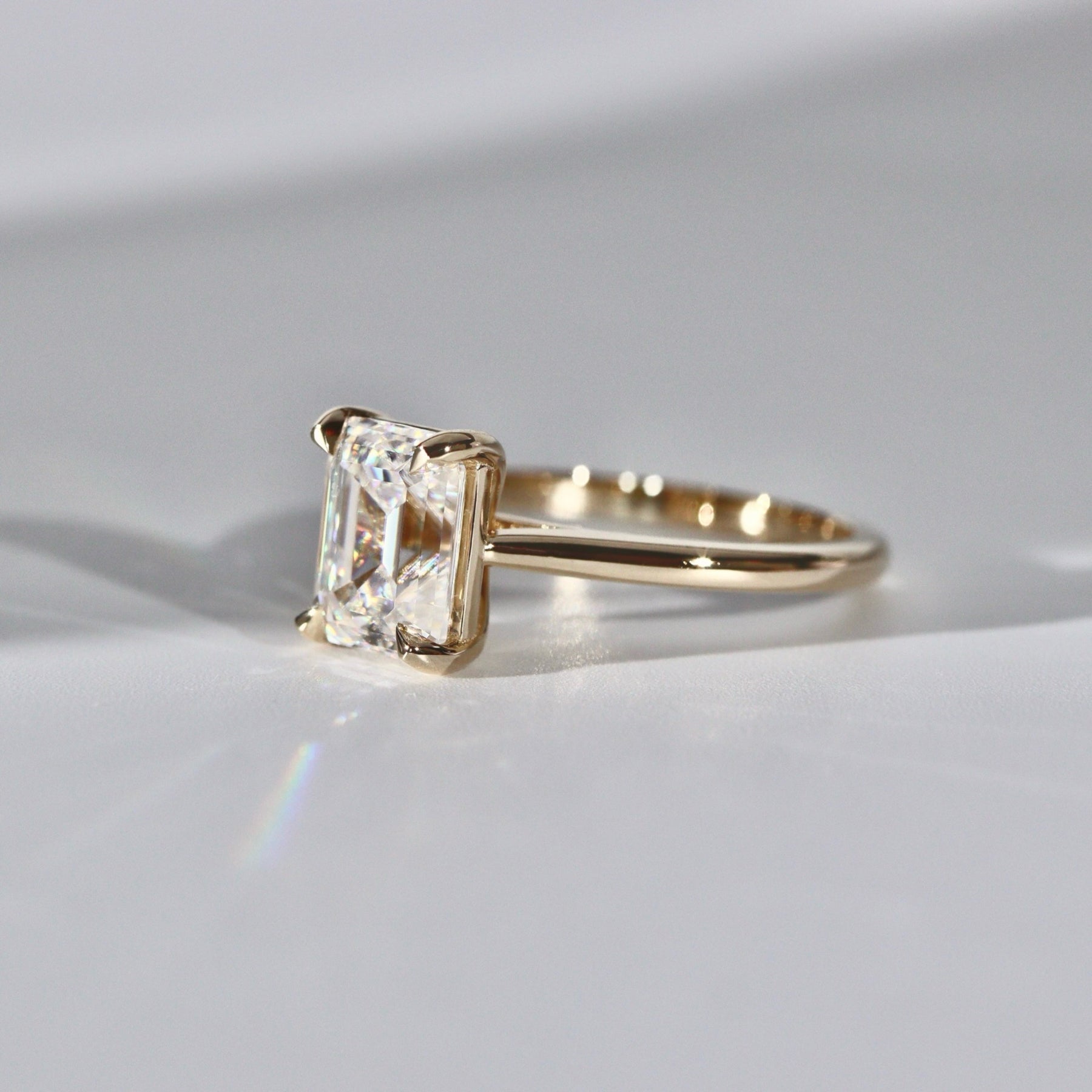 Vera Emerald Cut Solitaire Engagement Ring, Moissanite/Lab Grown Diamond