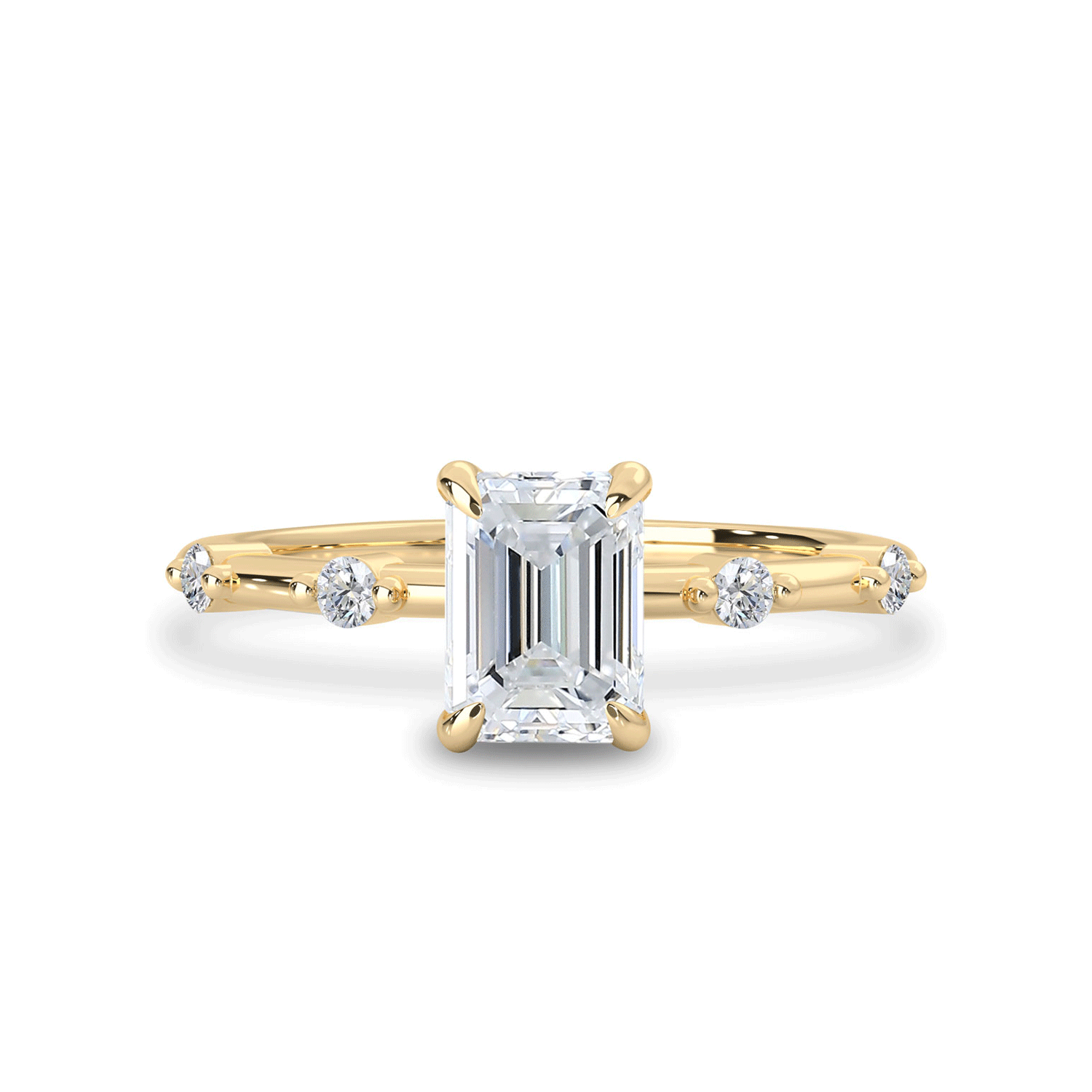 Sarah Emerald Cut Hidden Halo Engagement Ring, Moissanite/Lab Grown Diamond