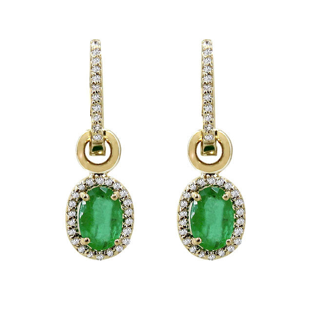 Brasilica 14K Yellow Gold Emerald and Diamond Earrings, 1.78 TCW