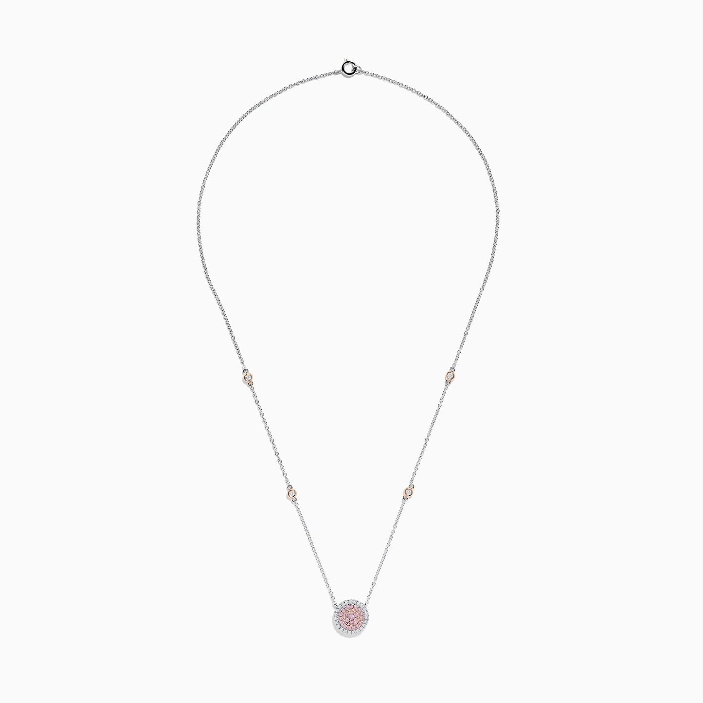 14K Two Tone Gold Pink and White Diamond Necklace