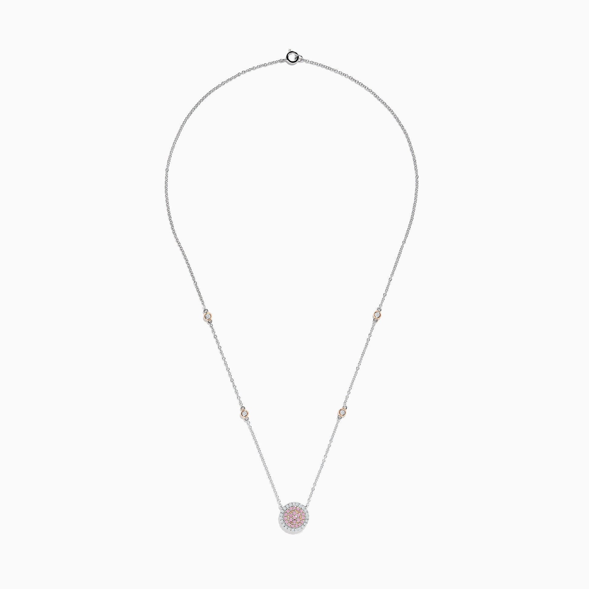 14K Two Tone Gold Pink and White Diamond Necklace