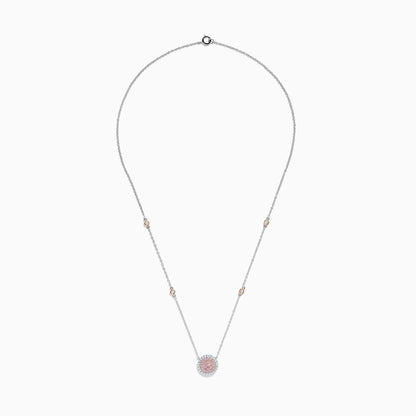 14K Two Tone Gold Pink and White Diamond Necklace
