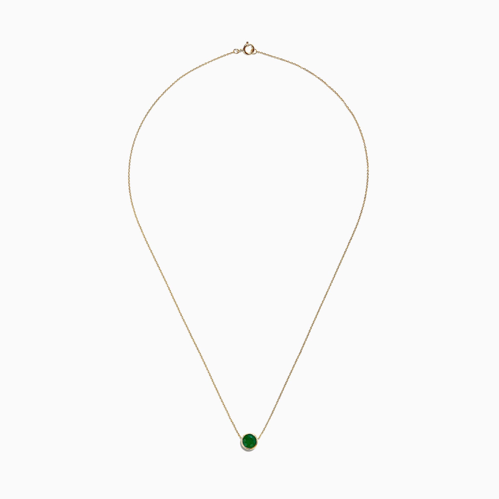 14K Yellow Gold Emerald Necklace, 0.81 TCW