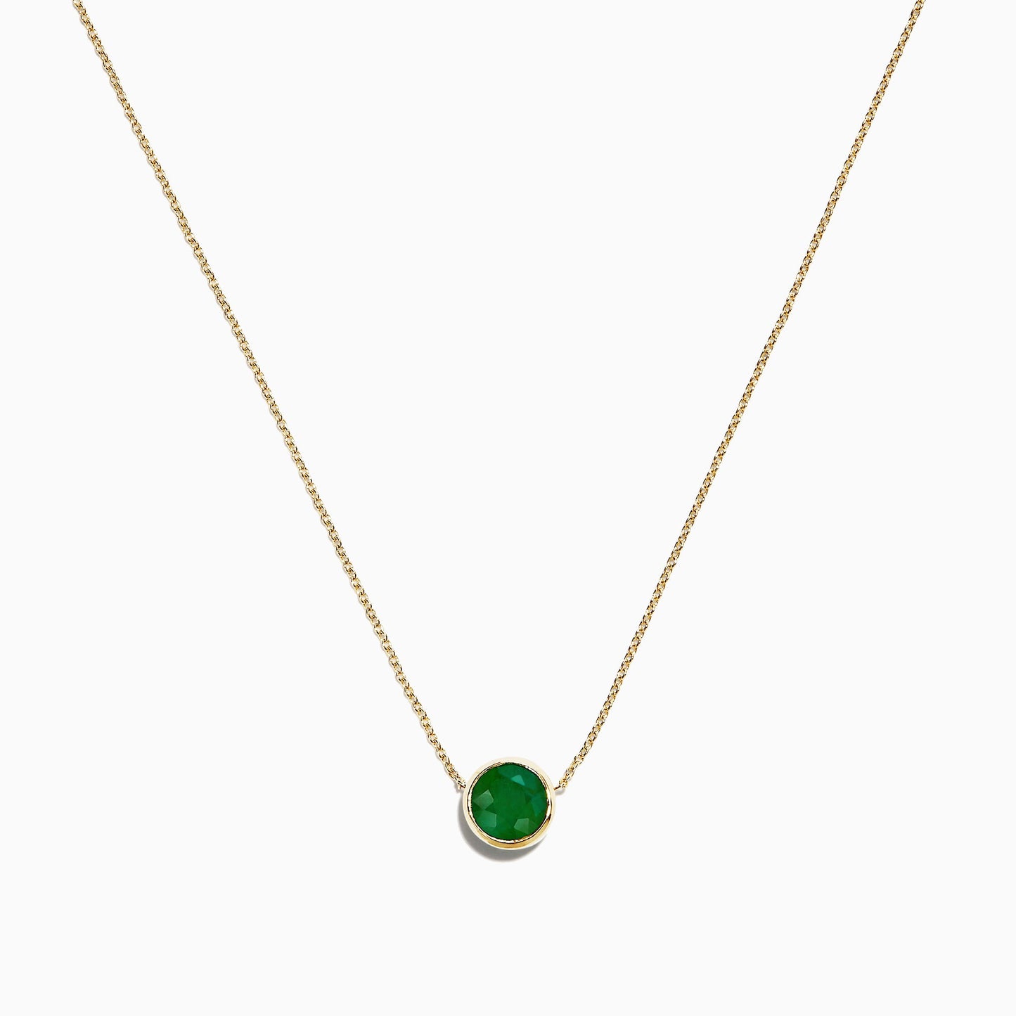 14K Yellow Gold Emerald Necklace, 0.81 TCW