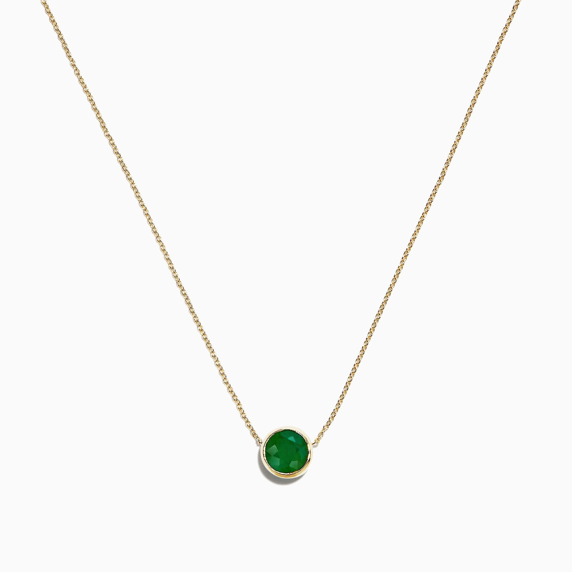 14K Yellow Gold Emerald Necklace, 0.81 TCW