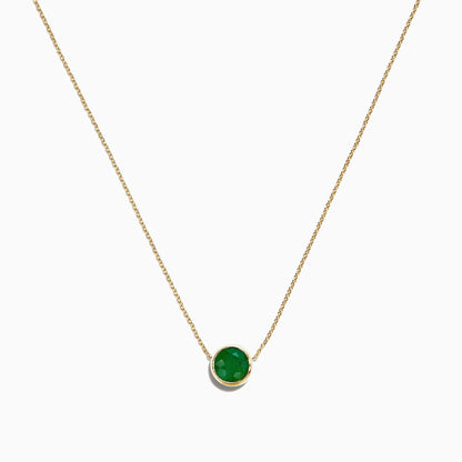 14K Yellow Gold Emerald Necklace, 0.81 TCW