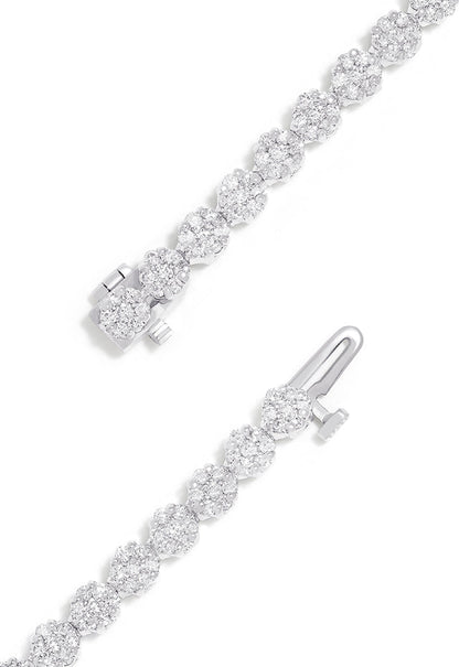 Bouquet 14K White Gold Diamond Flower Tennis Bracelet