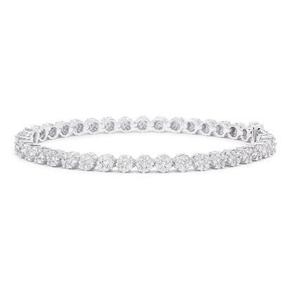 Bouquet 14K White Gold Diamond Flower Tennis Bracelet
