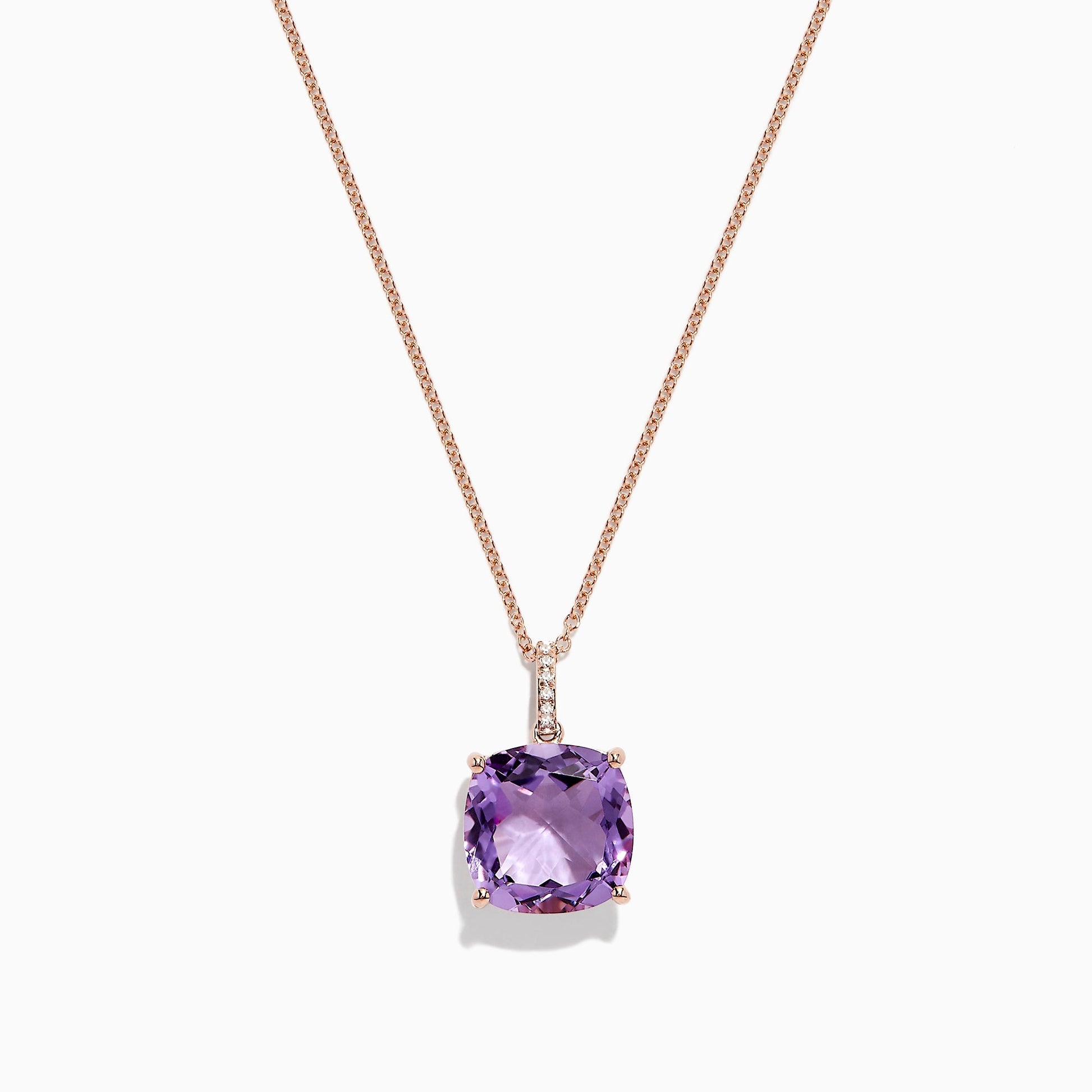 14K Rose Gold Amethyst and Diamond Pendant, 6.62 TCW
