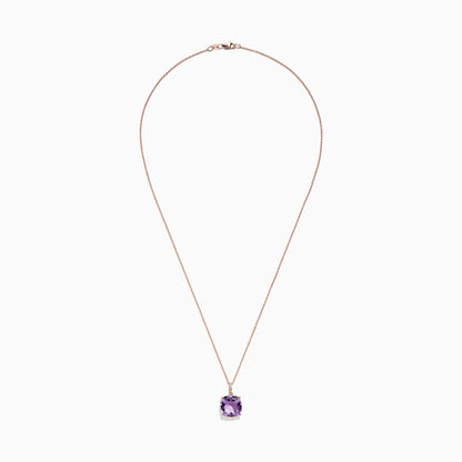 14K Rose Gold Amethyst and Diamond Pendant, 6.62 TCW