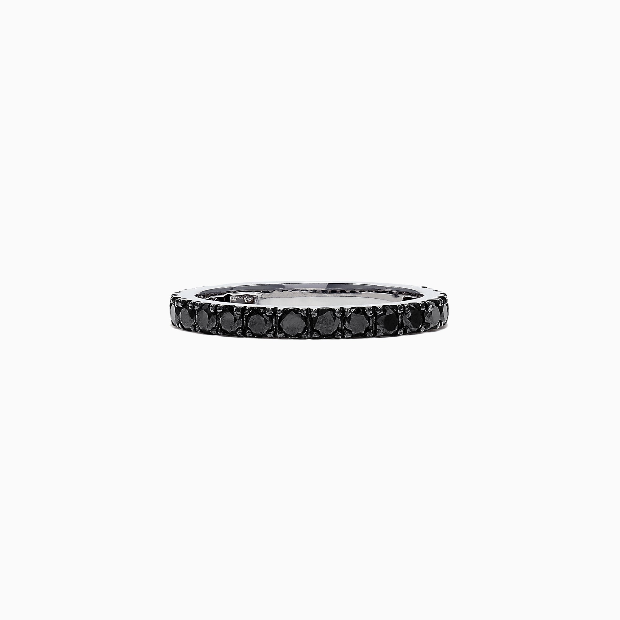 14K White Gold Black Diamond Stack Ring, 0.65 TCW