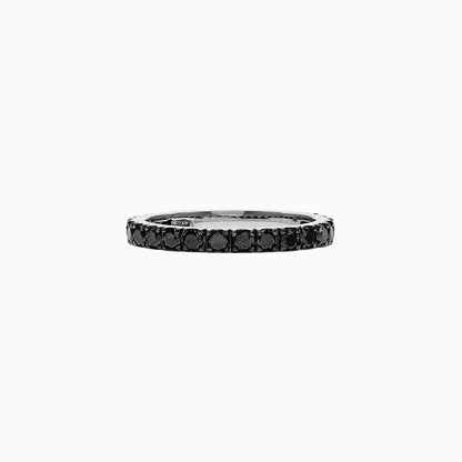 14K White Gold Black Diamond Stack Ring, 0.65 TCW
